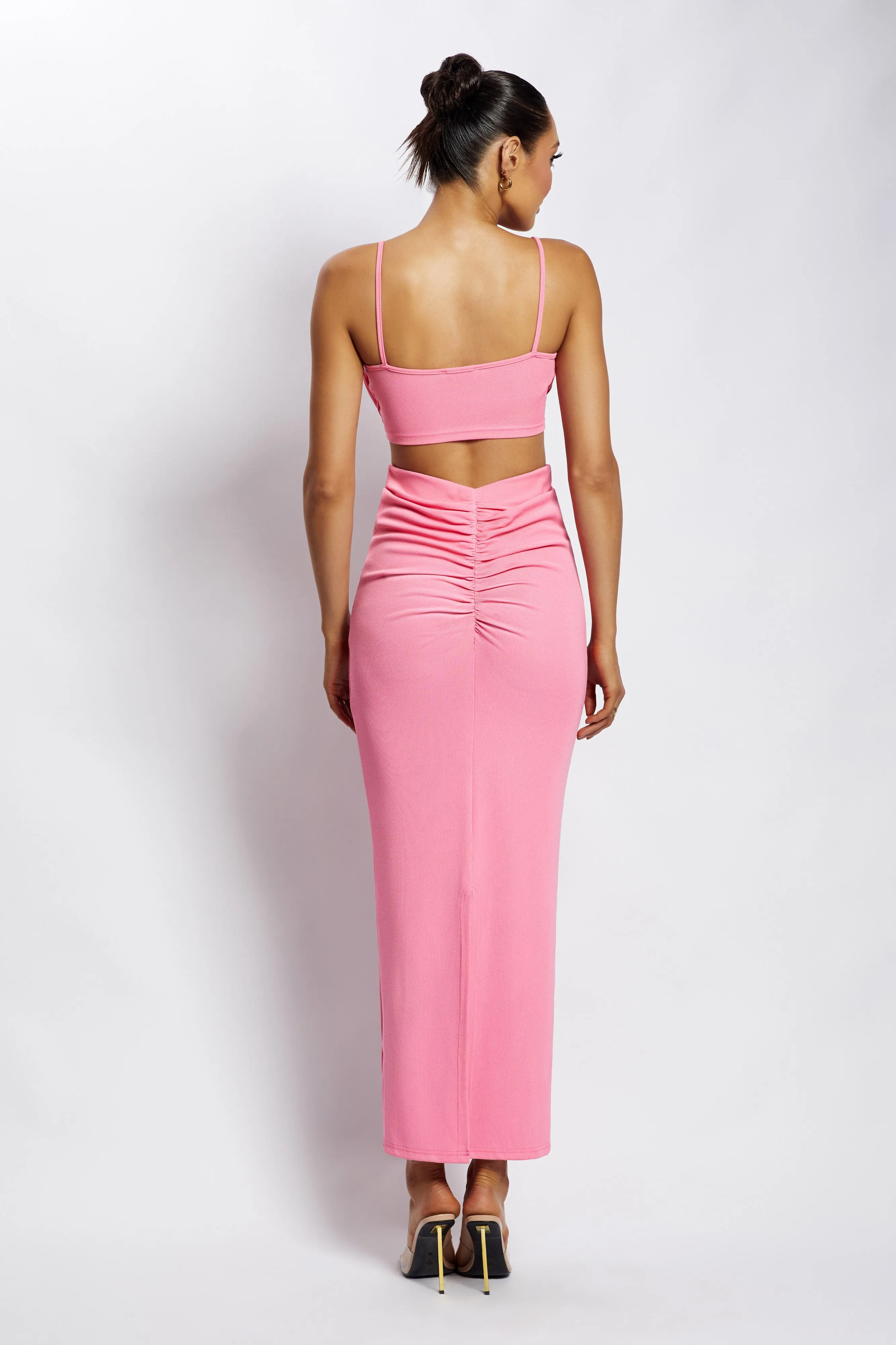 Jordan Ruched Front V Front Top - Pink sold by Meshki product image thumbnail 2
