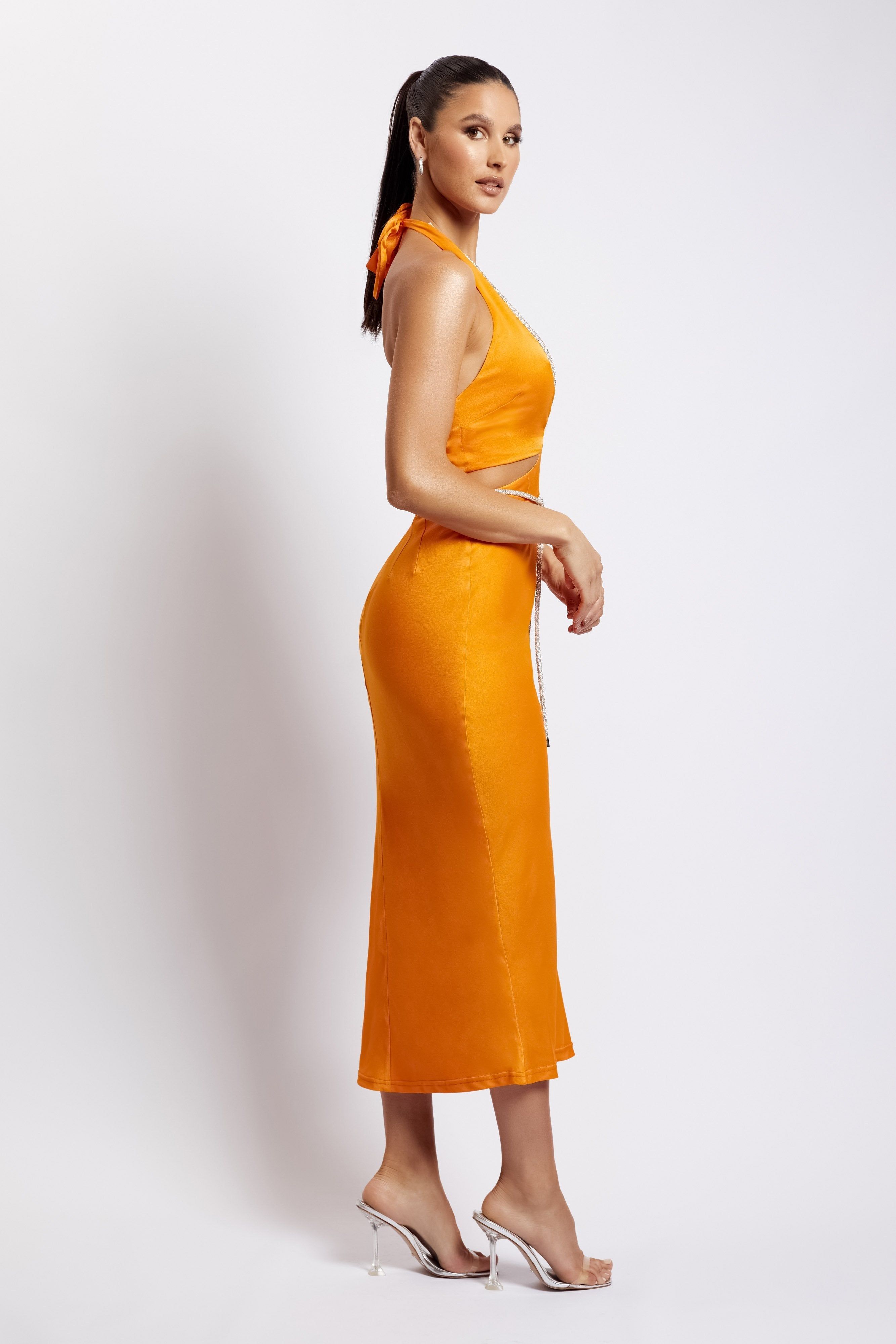 Lila Diamante Rope Midi Dress - Mandarin sold by Meshki product image thumbnail 8