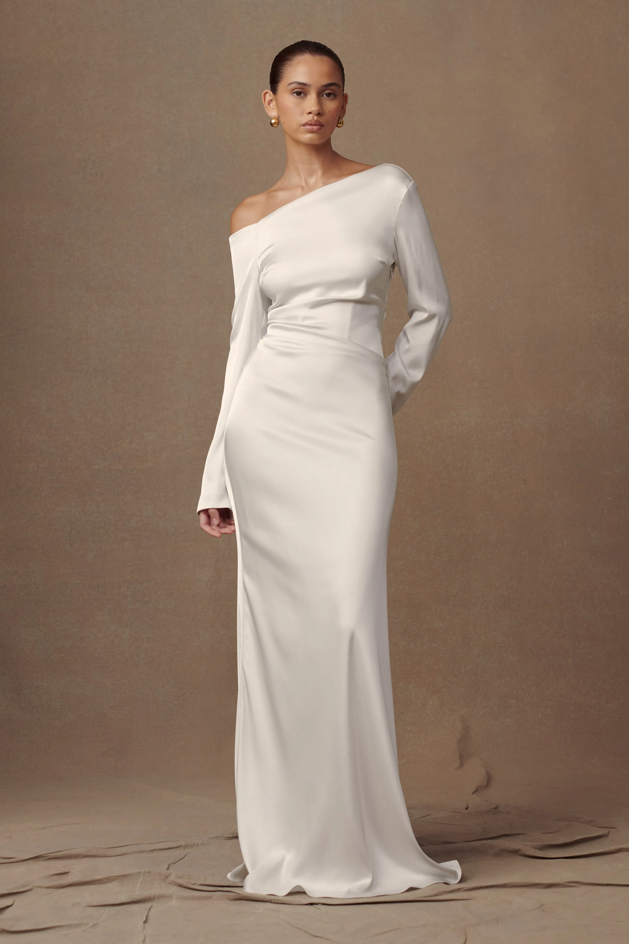 Avery Long Sleeve Maxi Dress - Ivory sold by Meshki