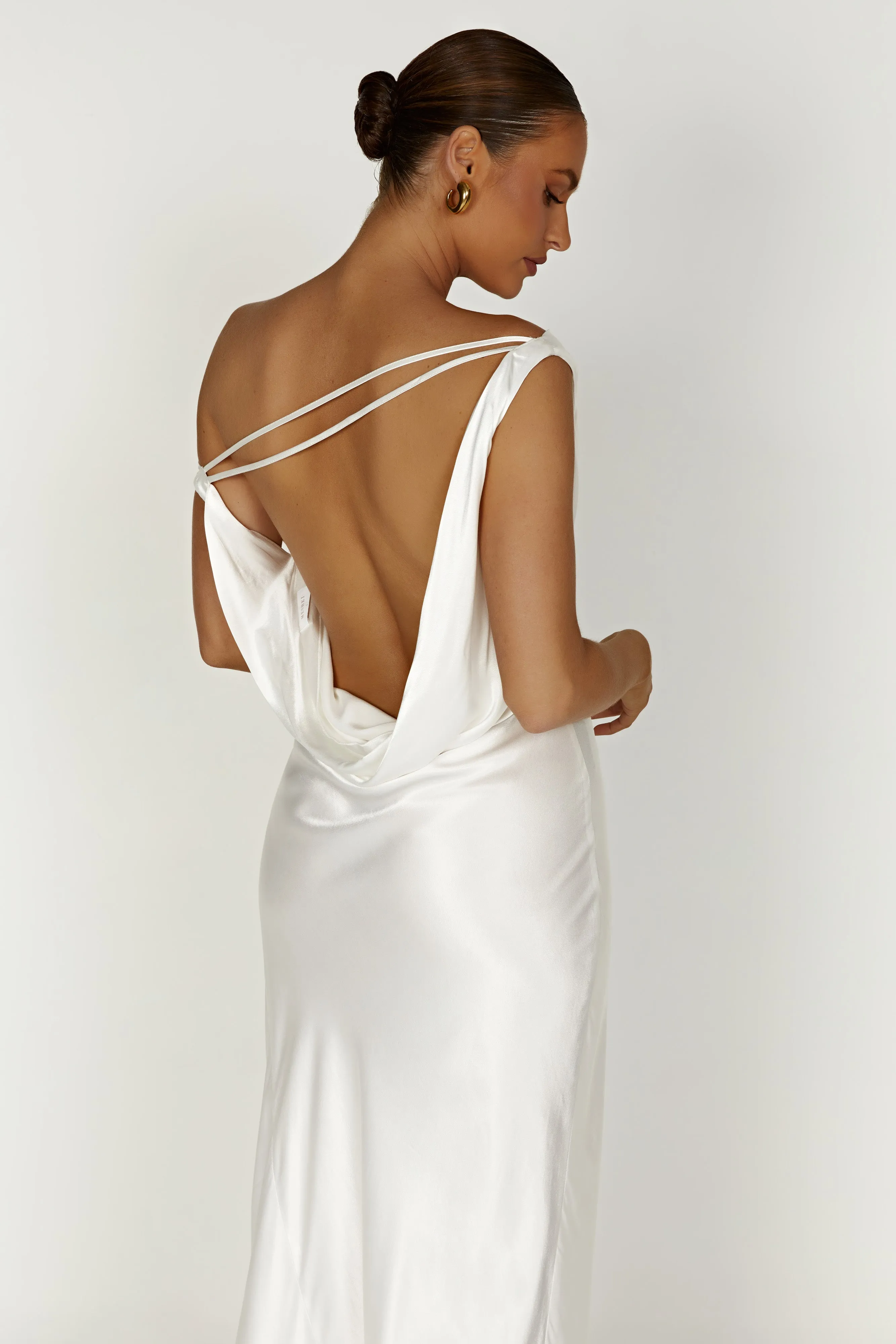 Yvette Slip Maxi Dress With Asymmetrical Hem - White sold by Meshki product image thumbnail 4