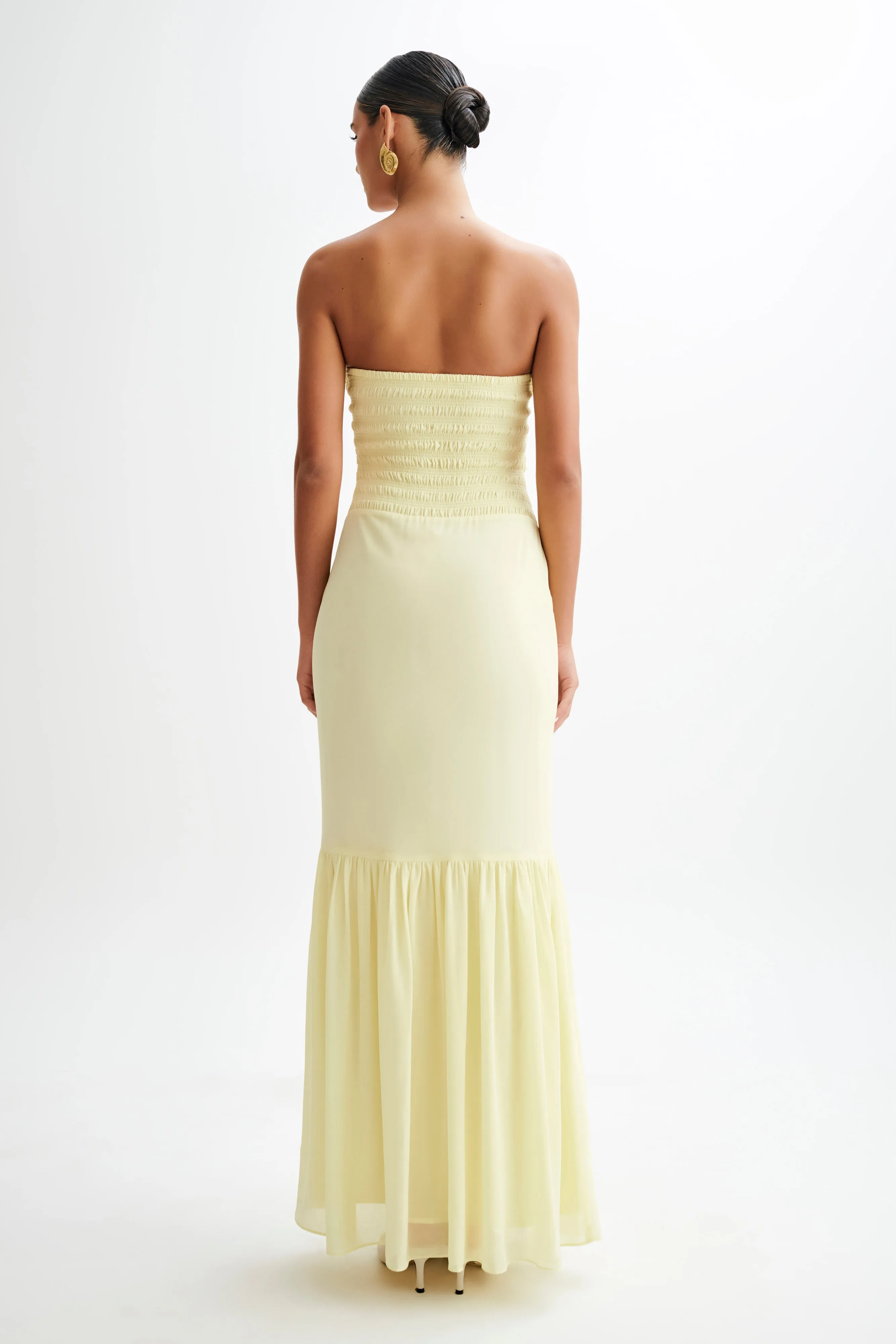 Olivette Strapless Chiffon Maxi Dress - Lemon Sherbet sold by Meshki product image thumbnail 2