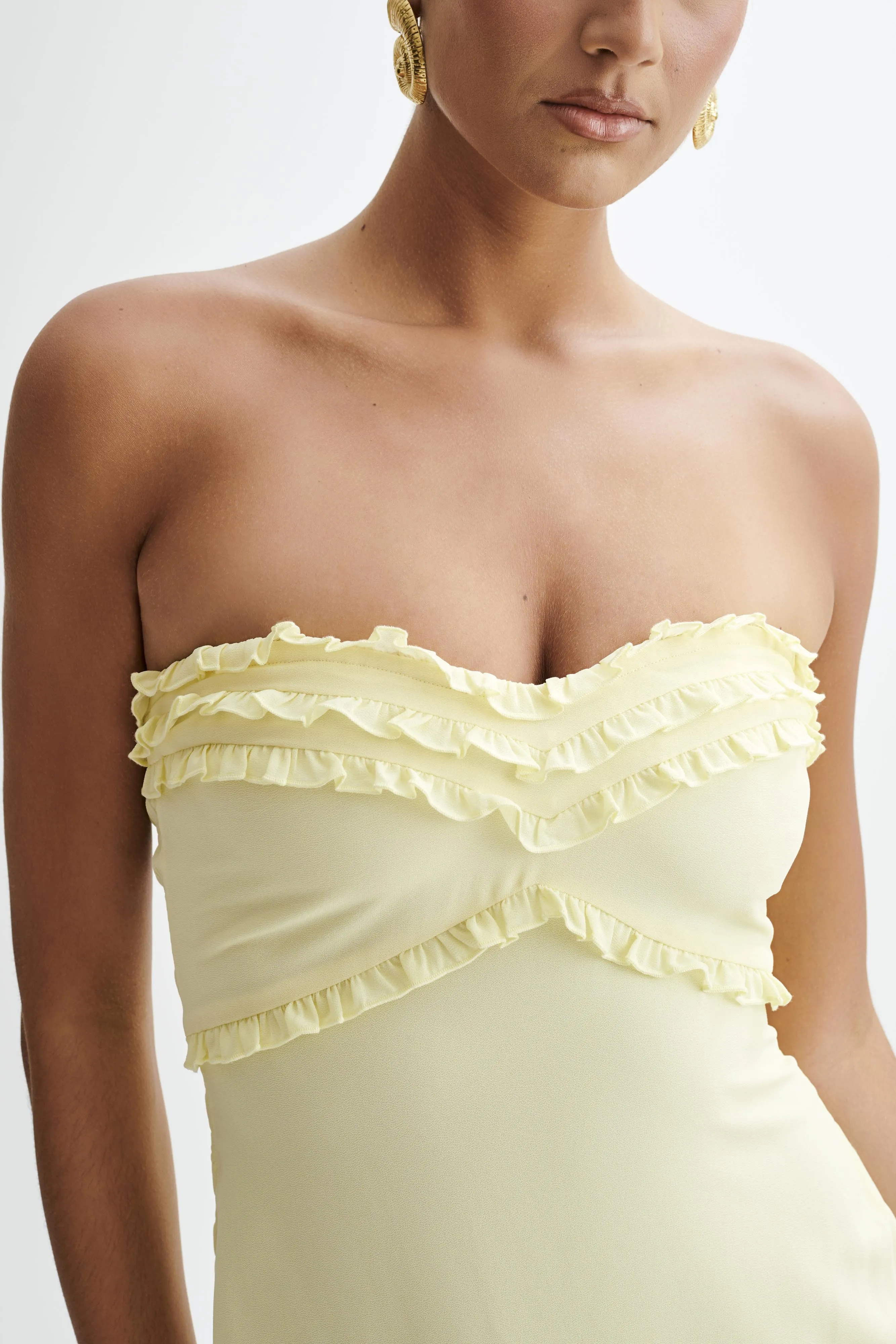 Olivette Strapless Chiffon Maxi Dress - Lemon Sherbet sold by Meshki product image thumbnail 3
