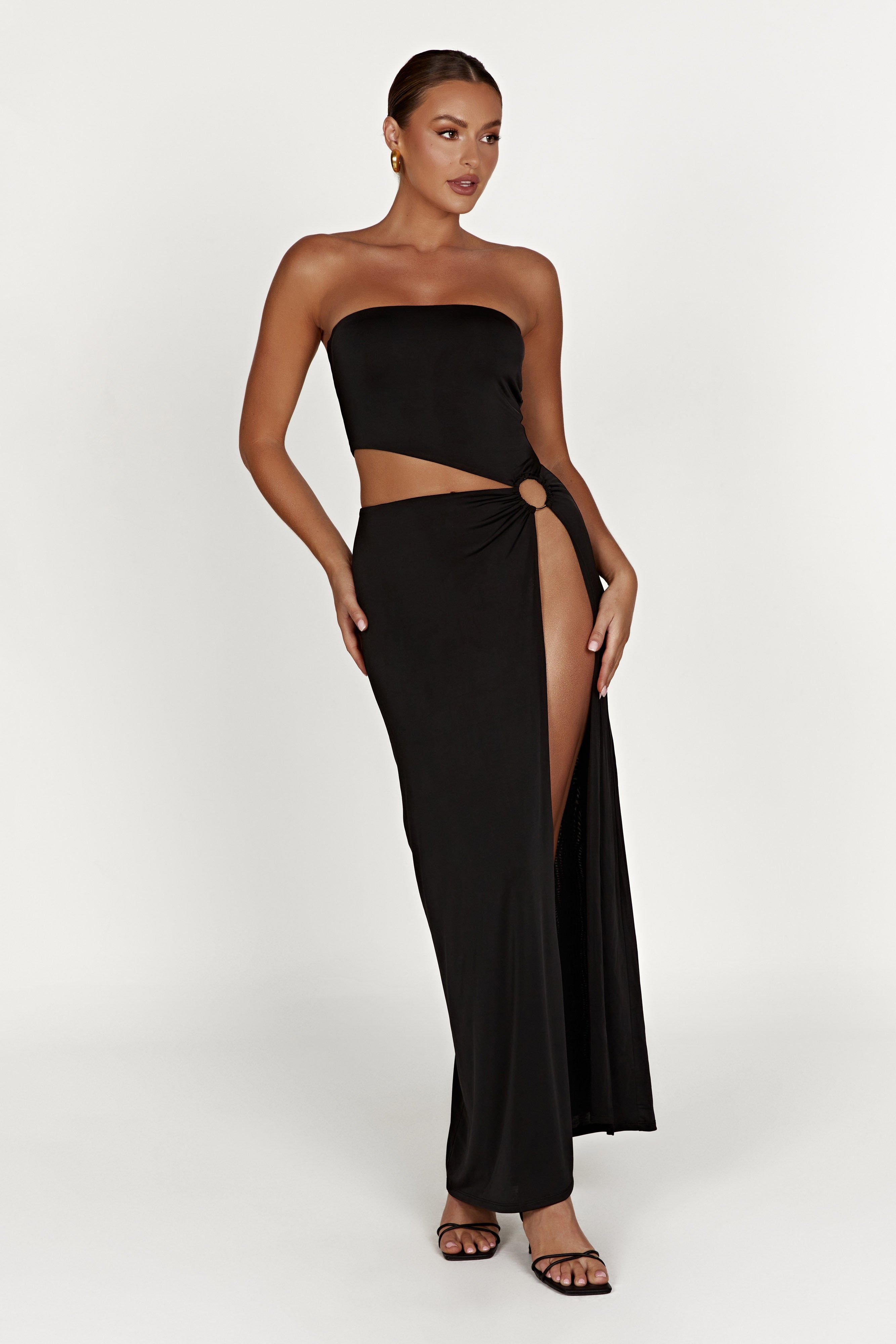 Giada O-Ring Strapless Maxi Dress - Black sold by Meshki