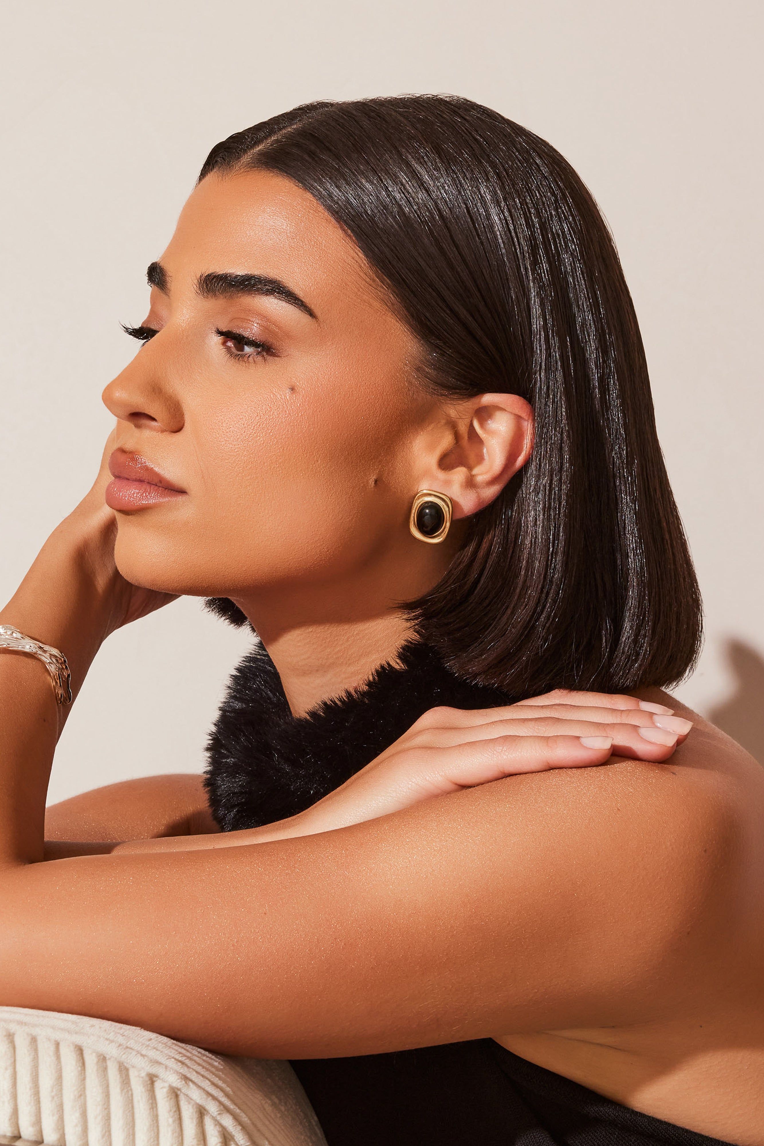 Loti Statement Earrings - Gold sold by Meshki product image thumbnail 3