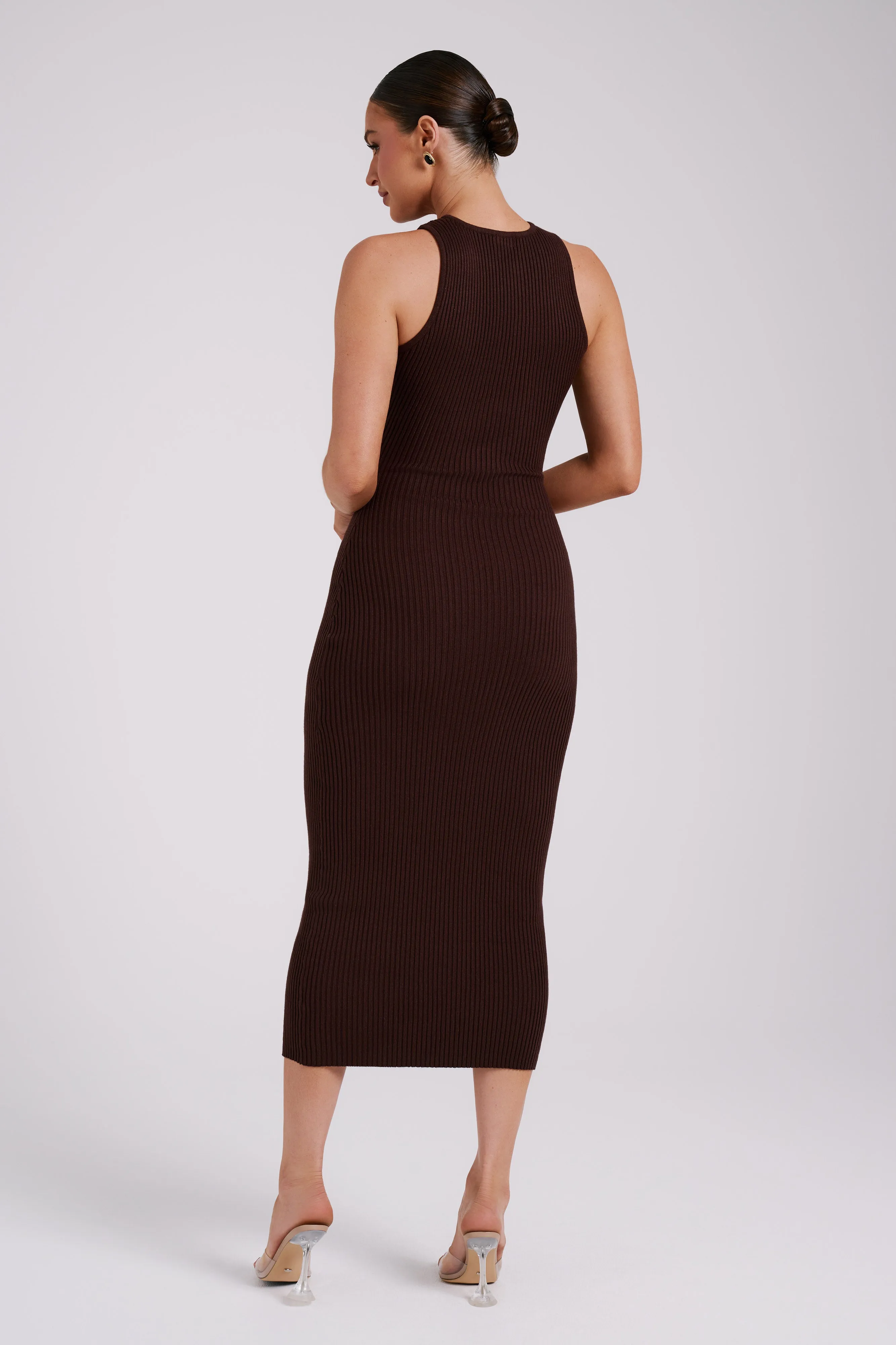 Sienna Knit Midi Dress - Chocolate sold by Meshki product image thumbnail 3