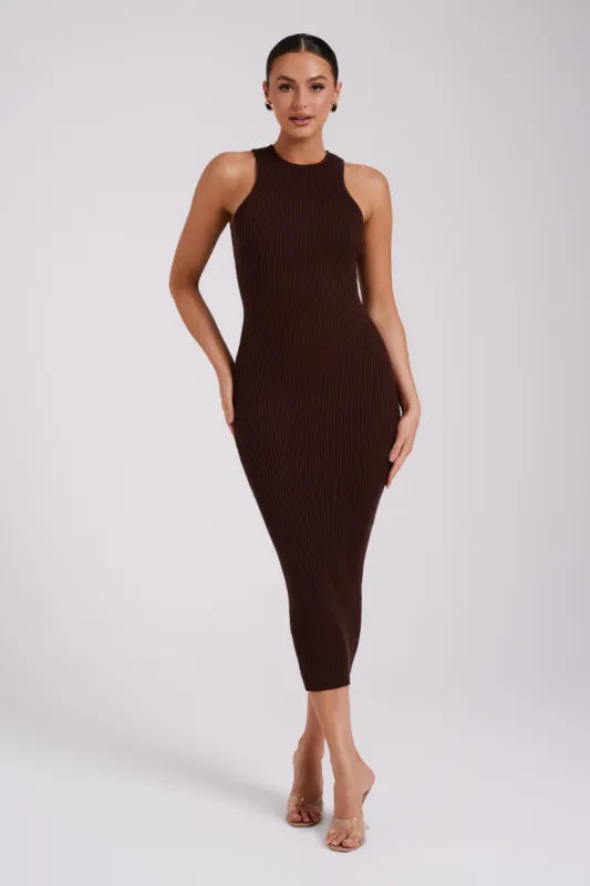 Sienna Knit Midi Dress - Chocolate sold by Meshki