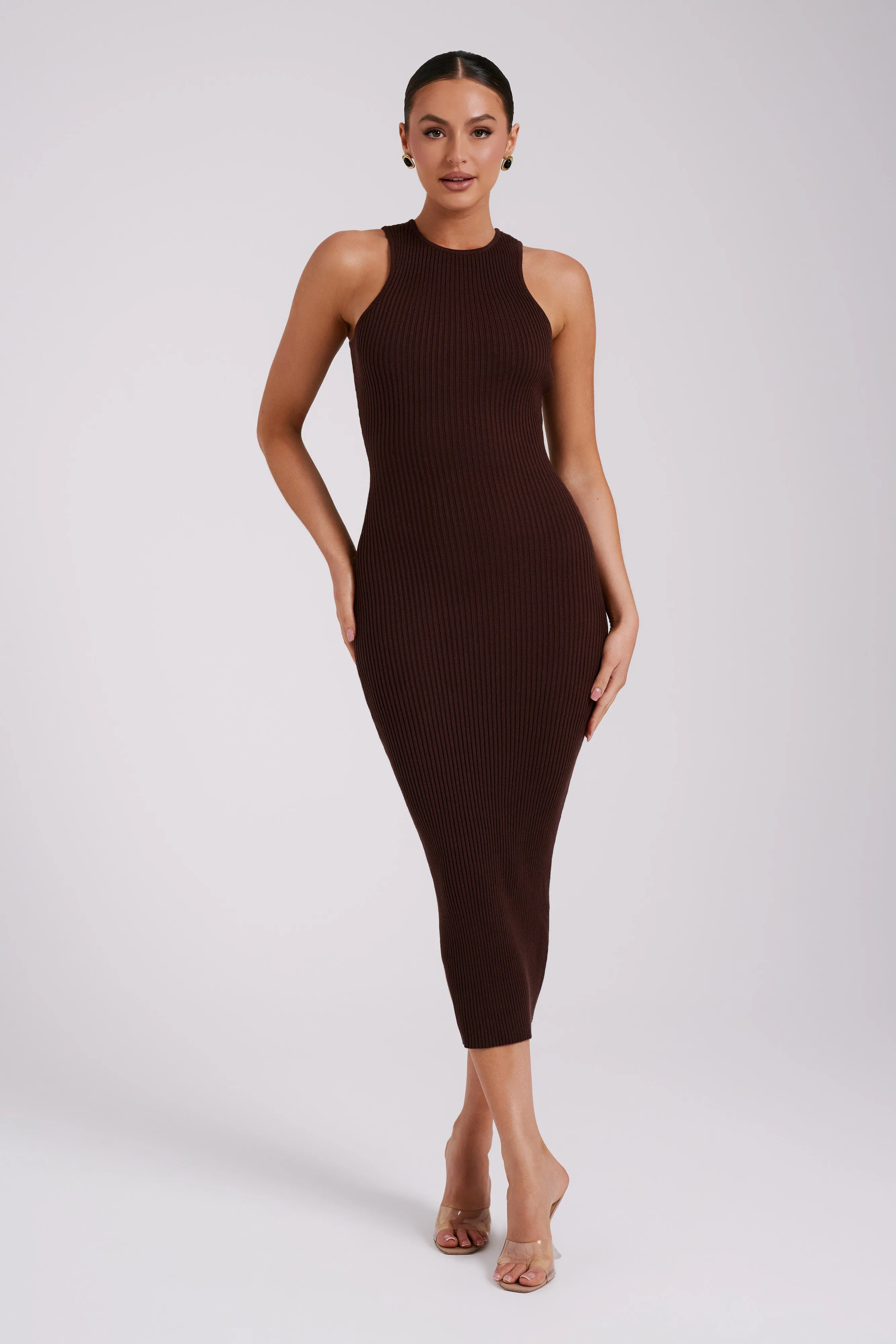 Sienna Knit Midi Dress - Chocolate sold by Meshki