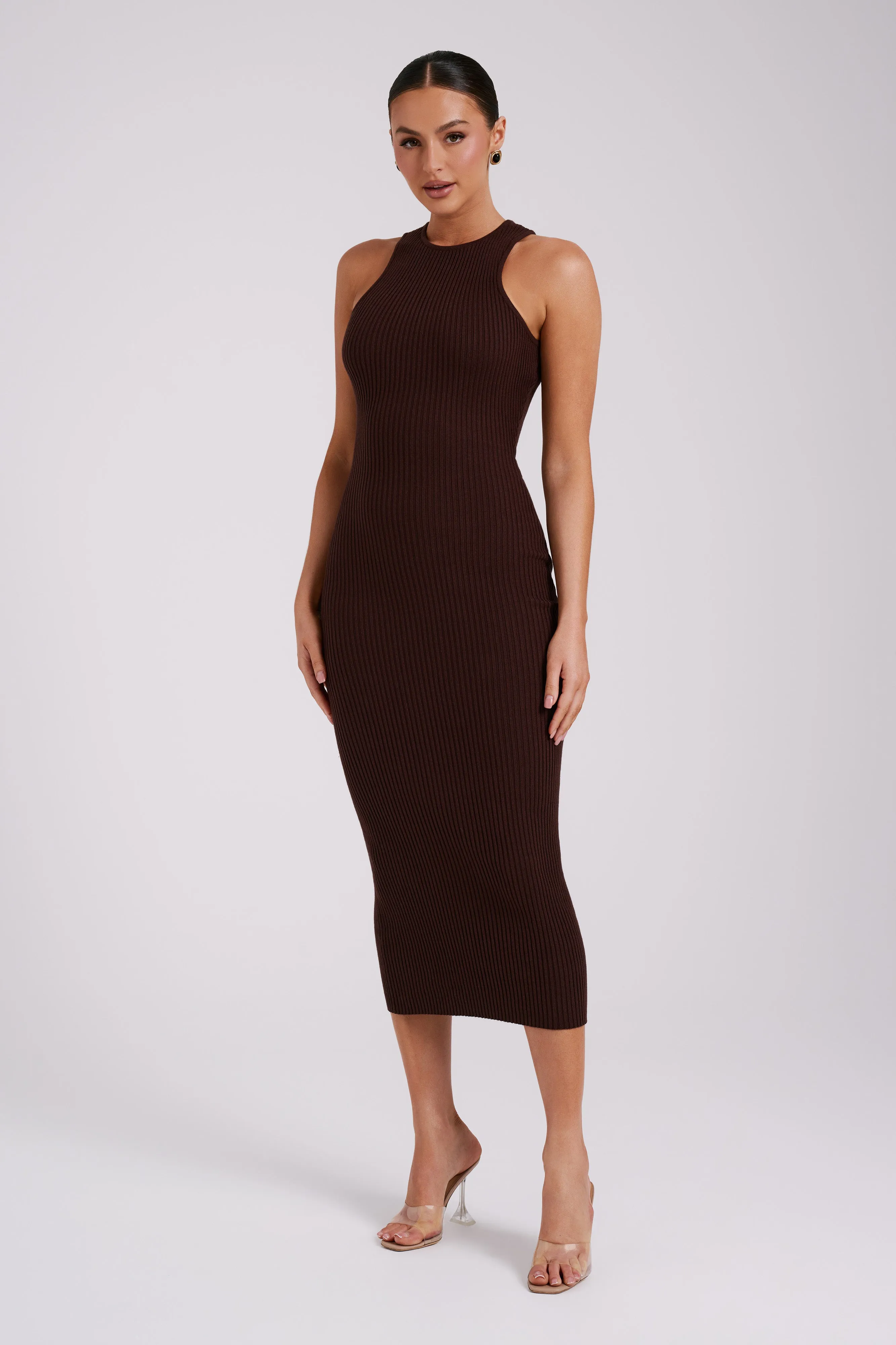 Sienna Knit Midi Dress - Chocolate sold by Meshki product image thumbnail 5