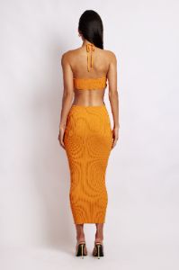 Morgan Halter Knit Midi Dress - Tangerine sold by Meshki