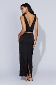 Monet Spliced Lace Midi Skirt - Black sold by Meshki