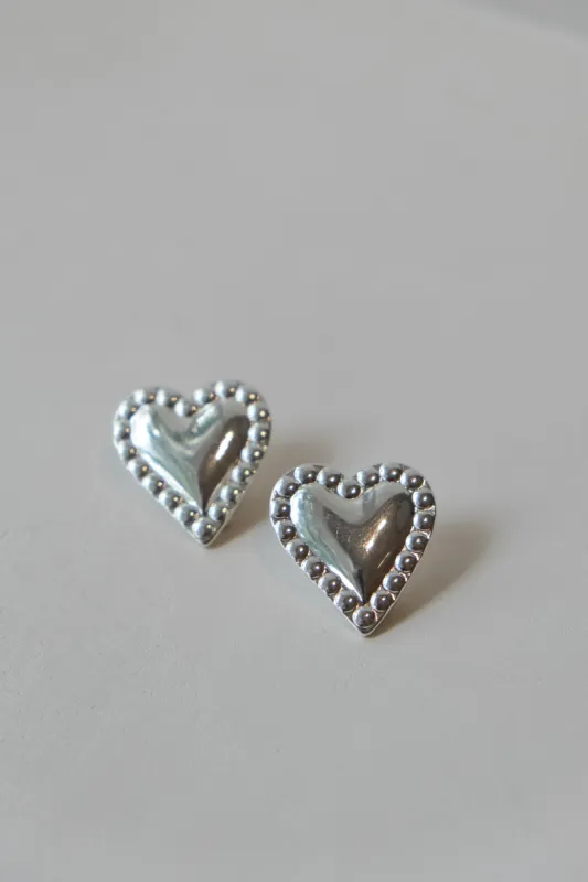 Cera Heart Earrings - Silver sold by Meshki