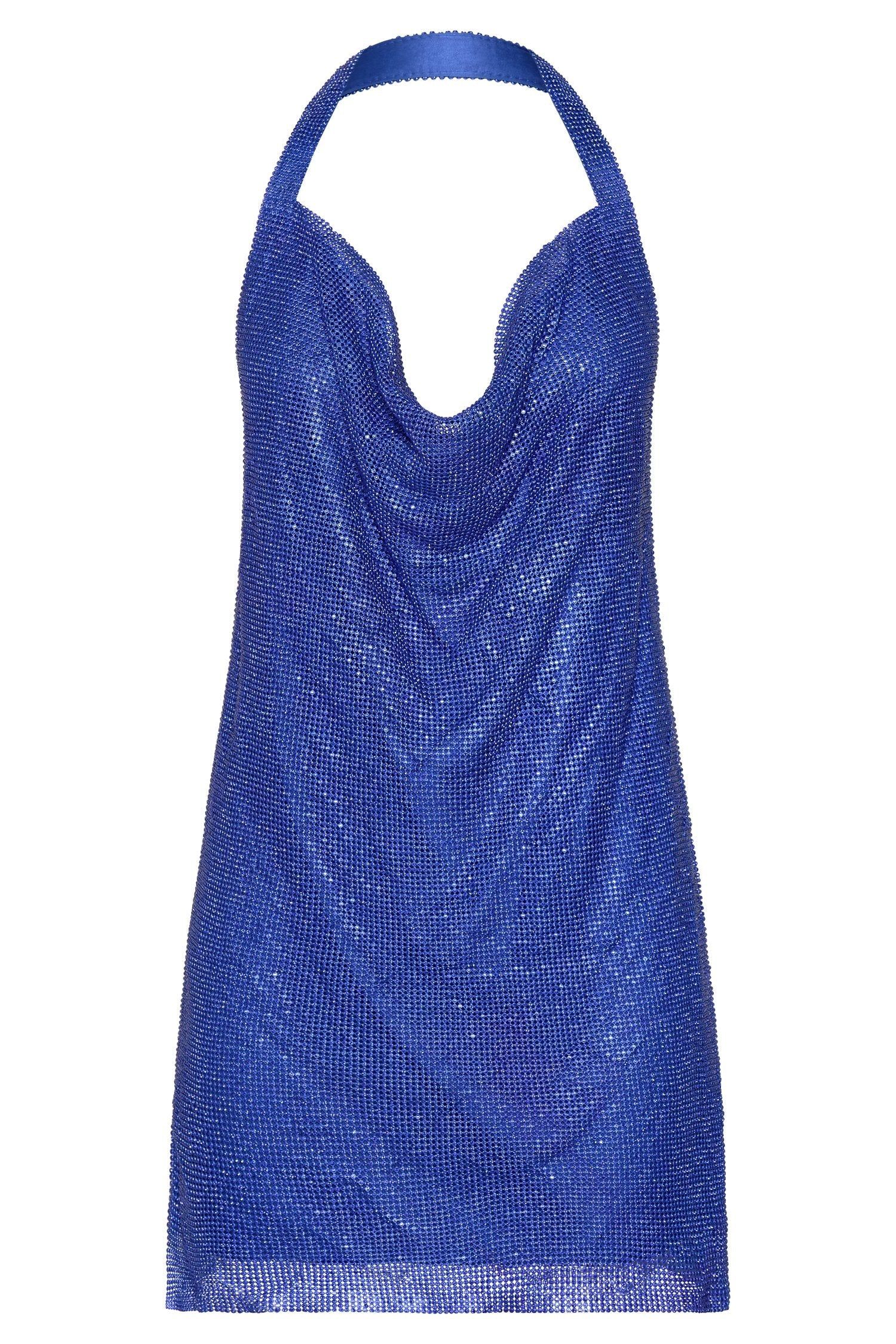 Meilani Low Back Diamante Mesh Mini Dress - Cobalt Blue sold by Meshki product image thumbnail 9
