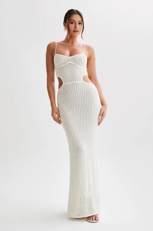 Nerida Knit Cut Out Maxi Dress - Ivory sold by Meshki