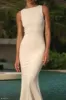 Tarna Sleeveless Slinky Maxi Dress - Bone sold by Meshki