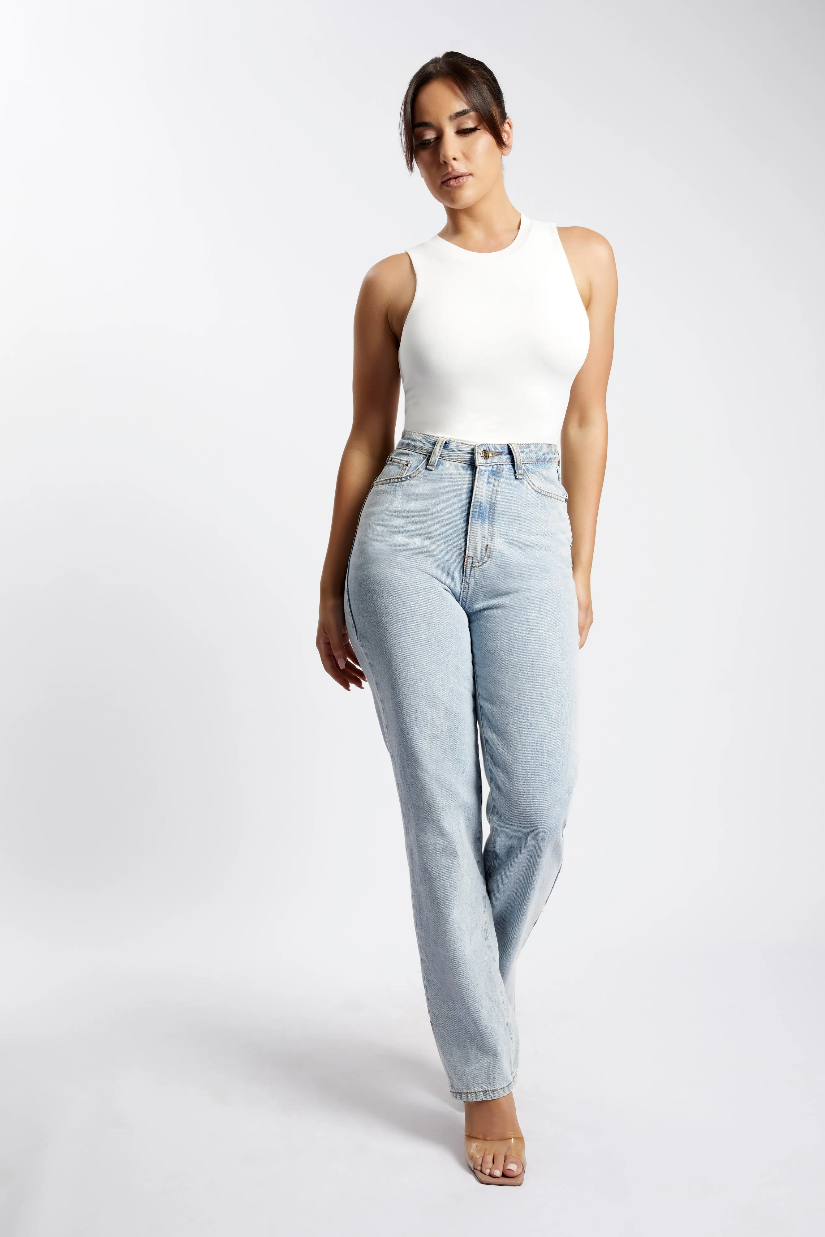 Jordyn Tank Sleeveless Bodysuit - White sold by Meshki product image thumbnail 5