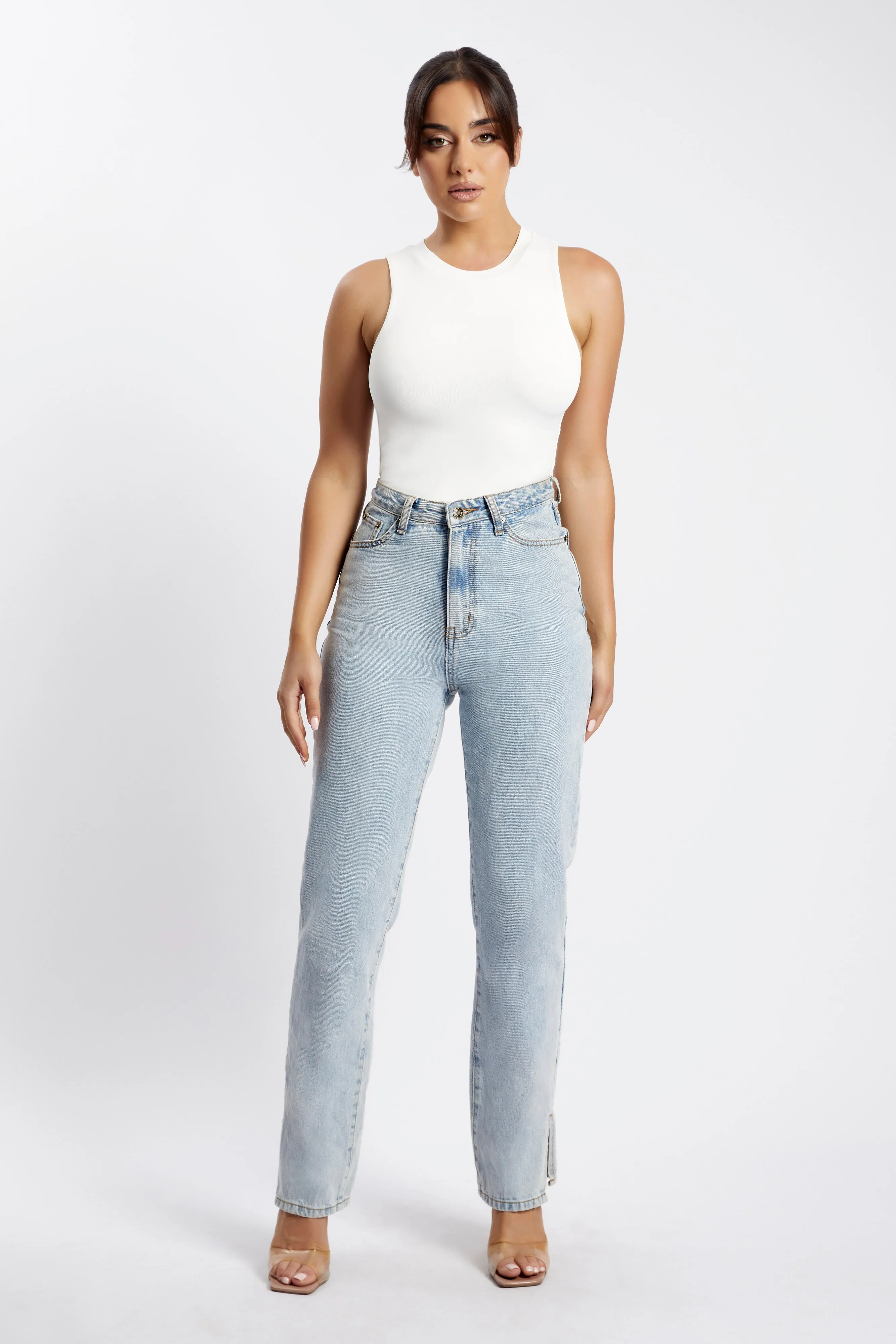 Jordyn Tank Sleeveless Bodysuit - White sold by Meshki product image thumbnail 3