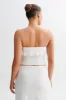 Bea Strapless Slinky Ruffle Top - White sold by Meshki