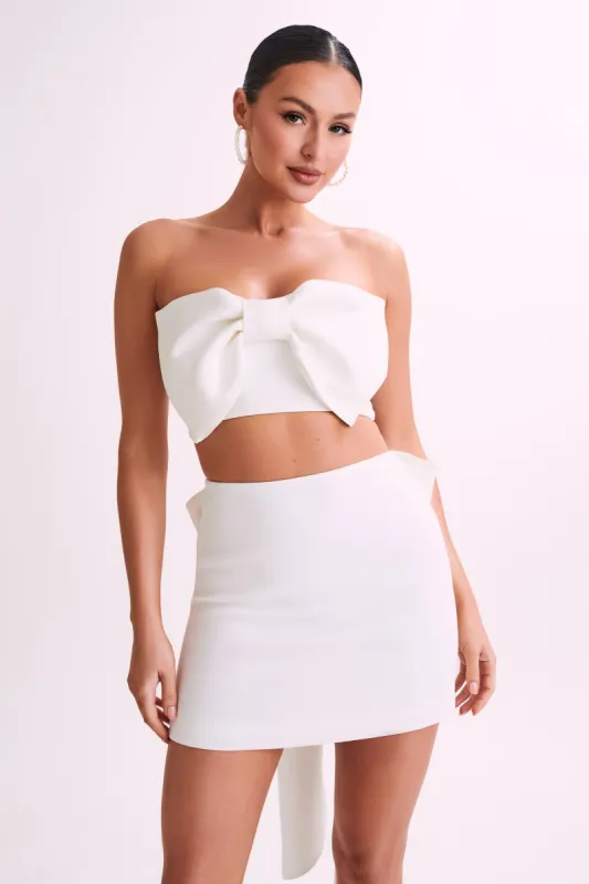 Katie Bow Crop Top - White sold by Meshki
