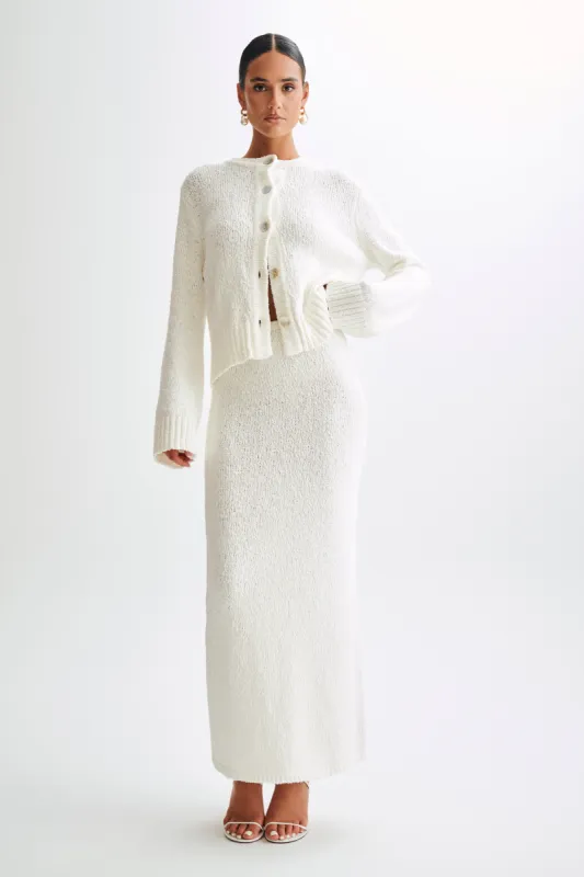 Moira Boucle Maxi Skirt - White sold by Meshki
