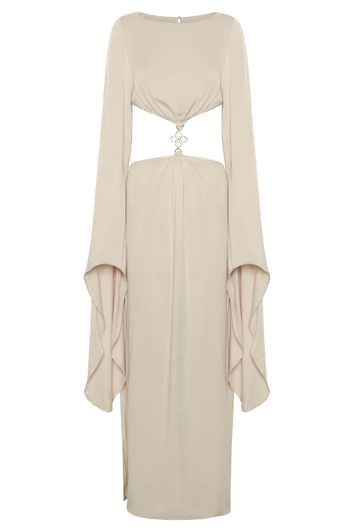 Leyla Flare Sleeve Maxi Dress With High Split - Wheat sold by Meshki product image thumbnail 9