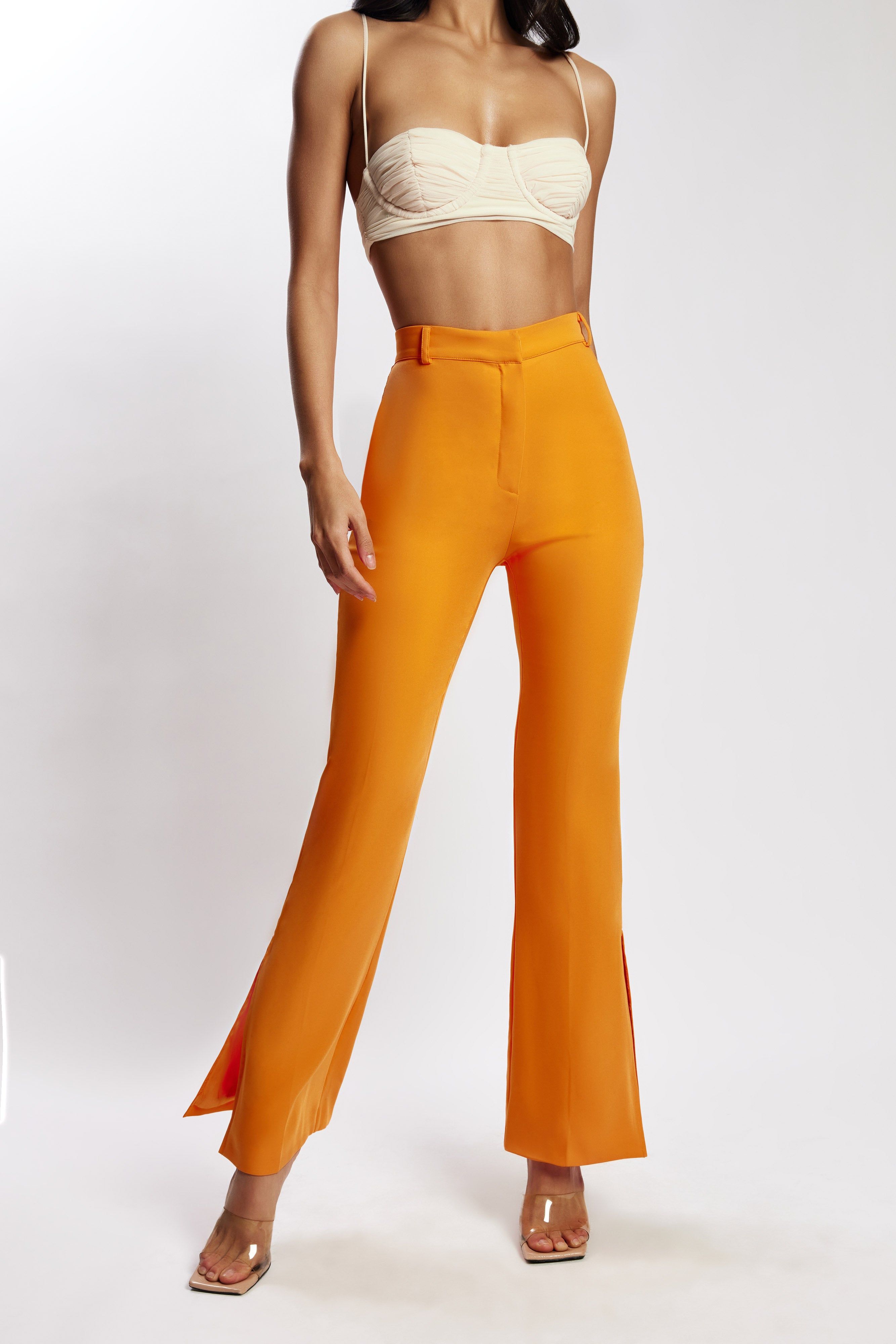 Arabella Flared Split Side Pants - Tangerine sold by Meshki product image thumbnail 3