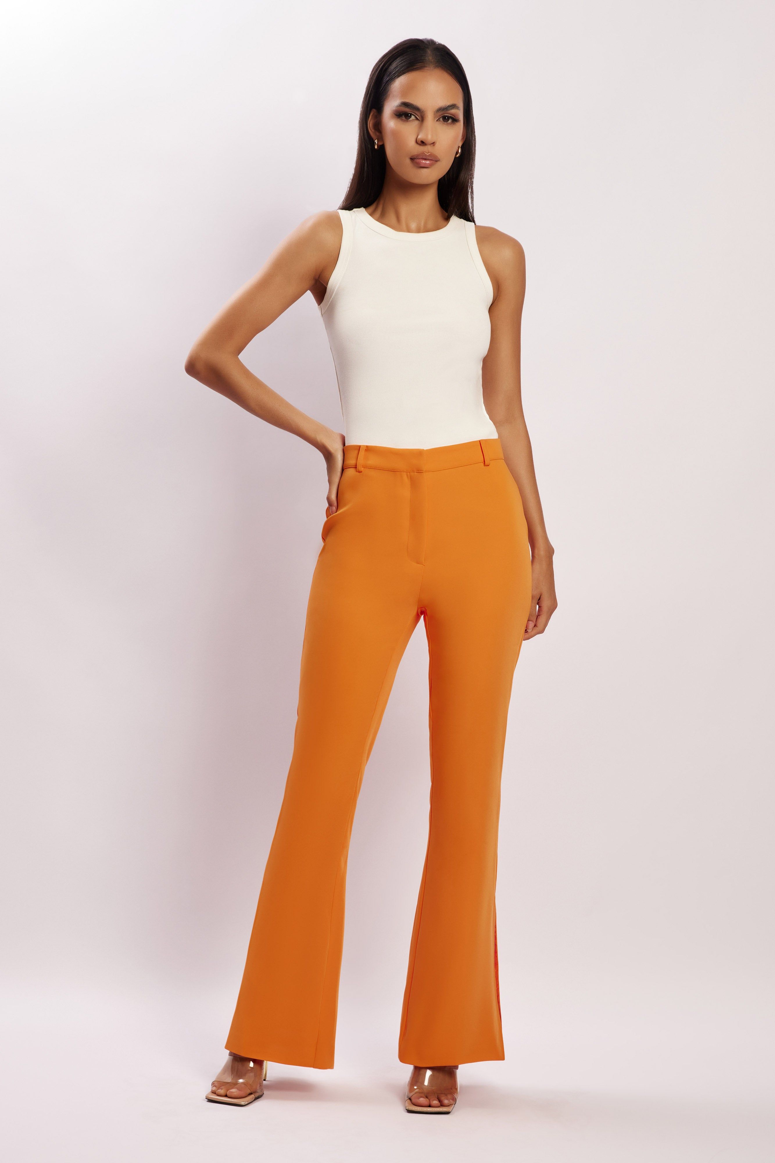 Arabella Flared Split Side Pants - Tangerine sold by Meshki product image thumbnail 7