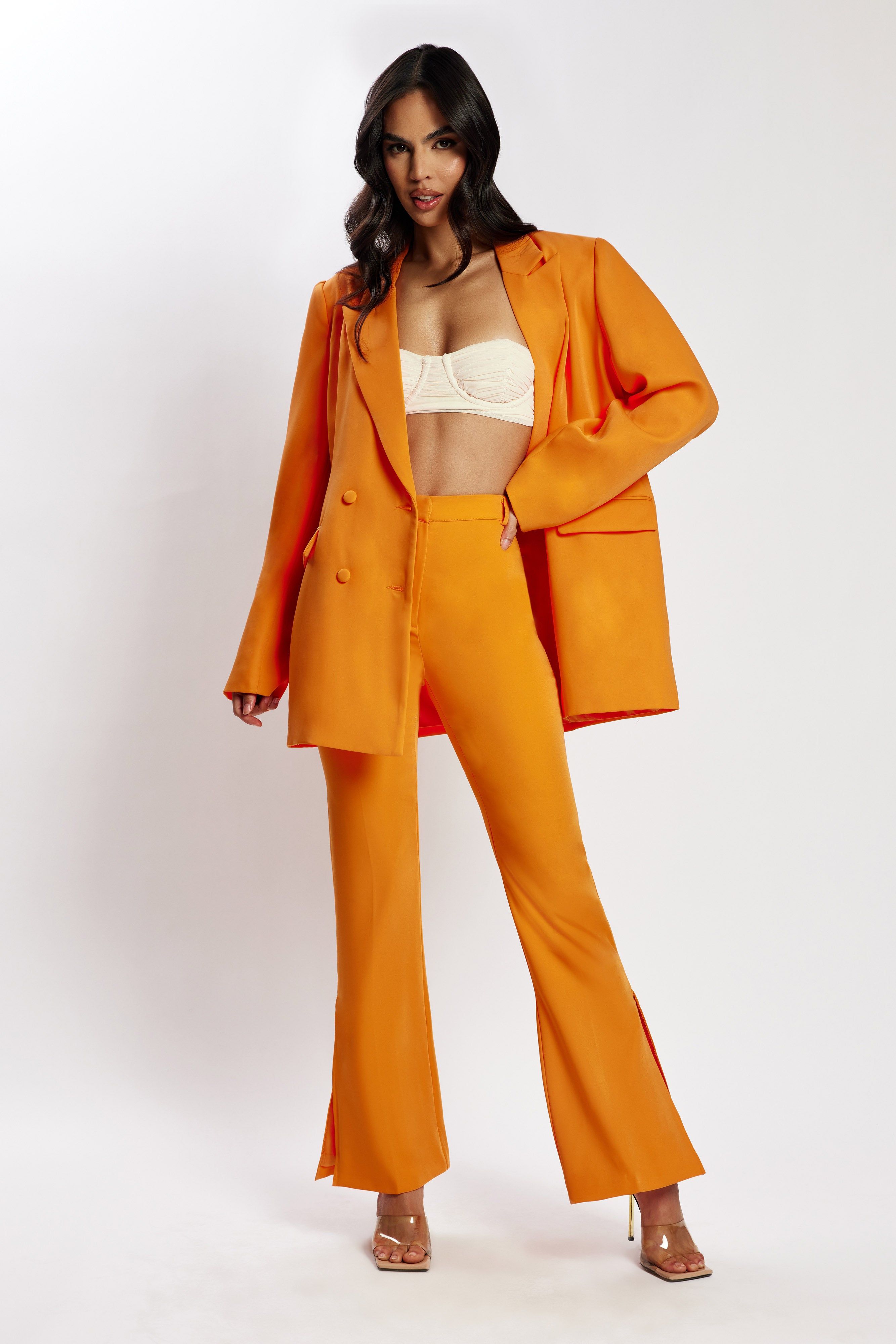 Arabella Flared Split Side Pants - Tangerine sold by Meshki product image thumbnail 5