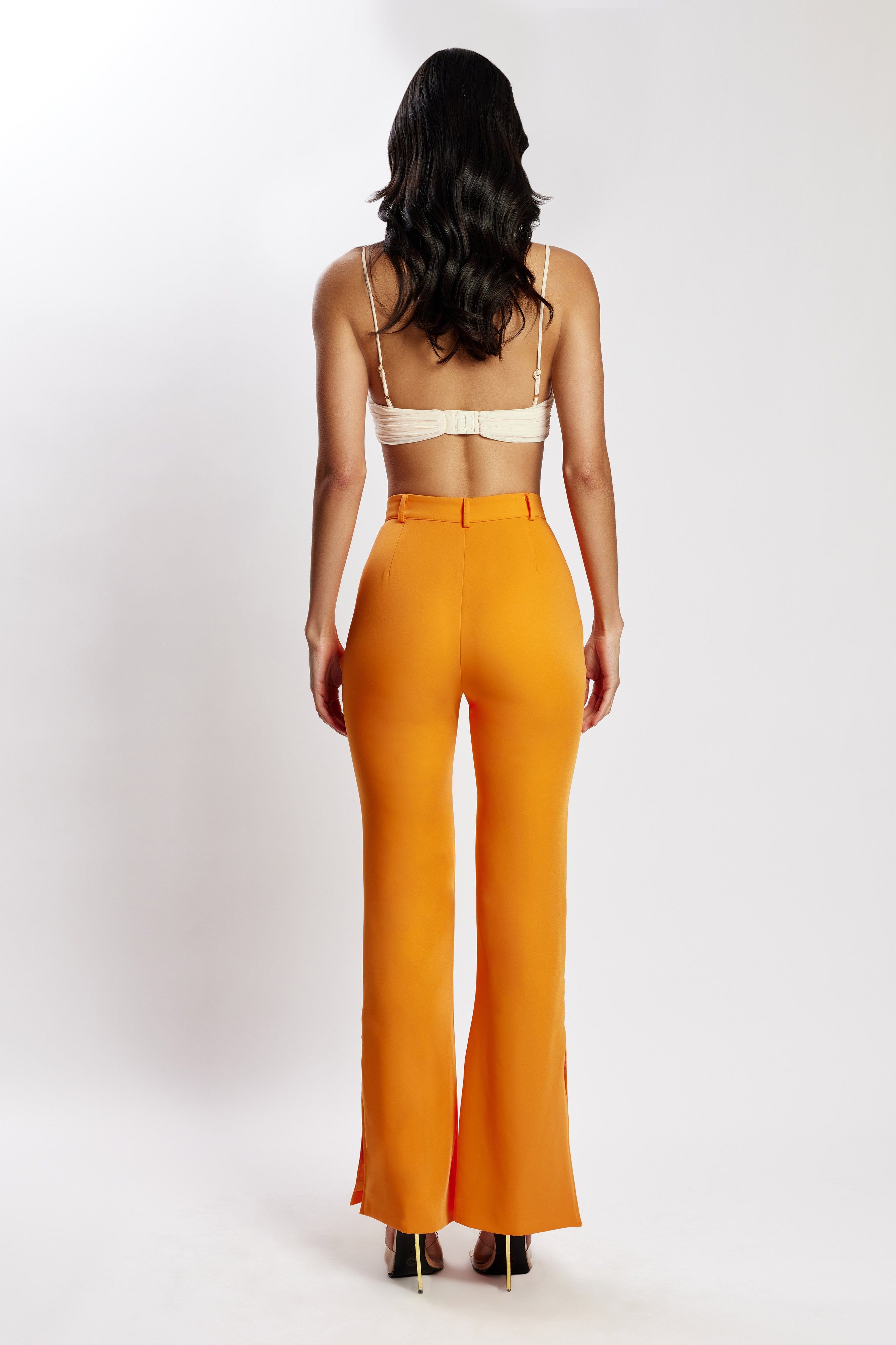 Arabella Flared Split Side Pants - Tangerine sold by Meshki product image thumbnail 2