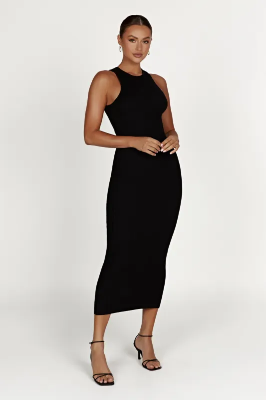 Sienna Knit Midi Dress - Black sold by Meshki