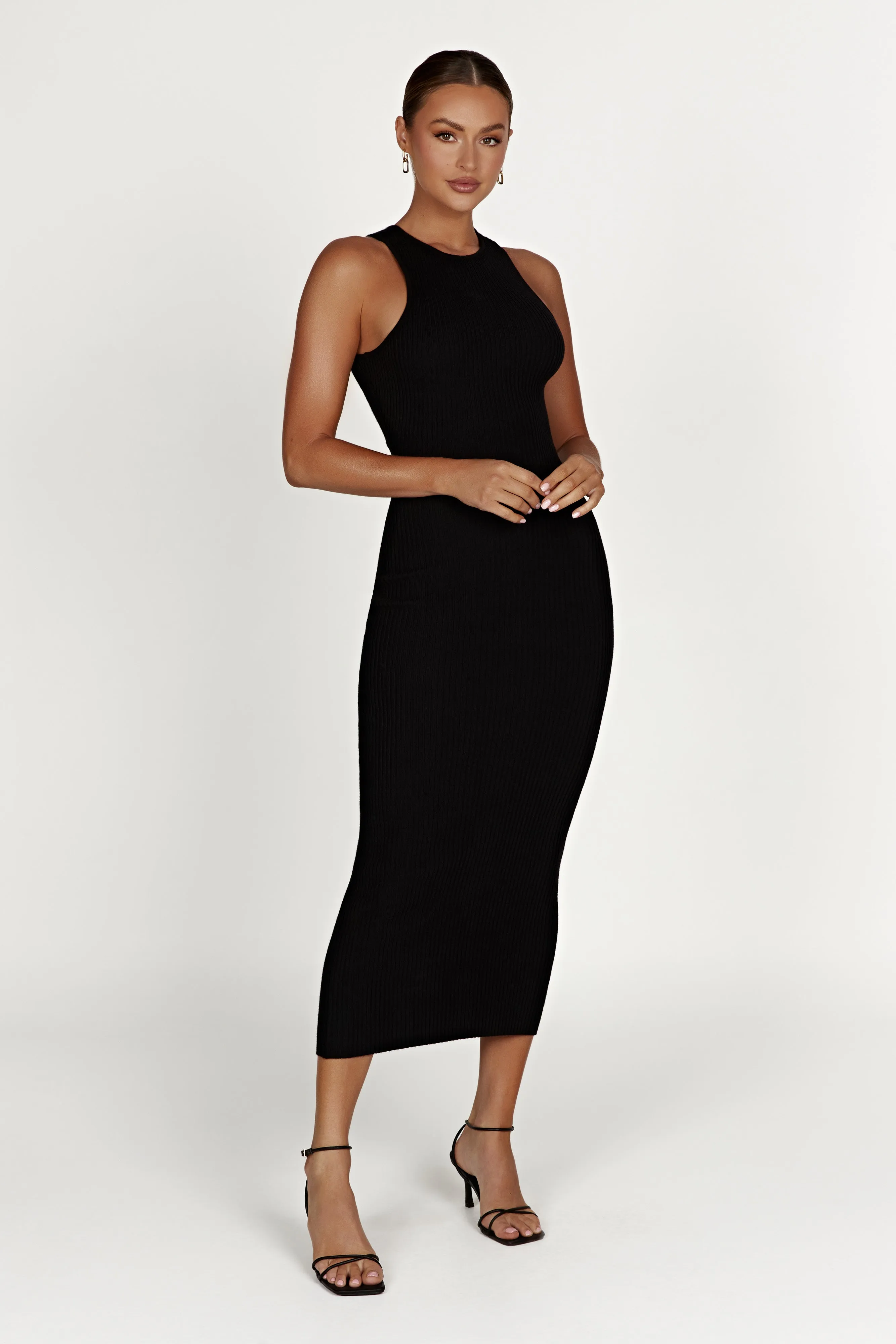 Sienna Knit Midi Dress - Black sold by Meshki