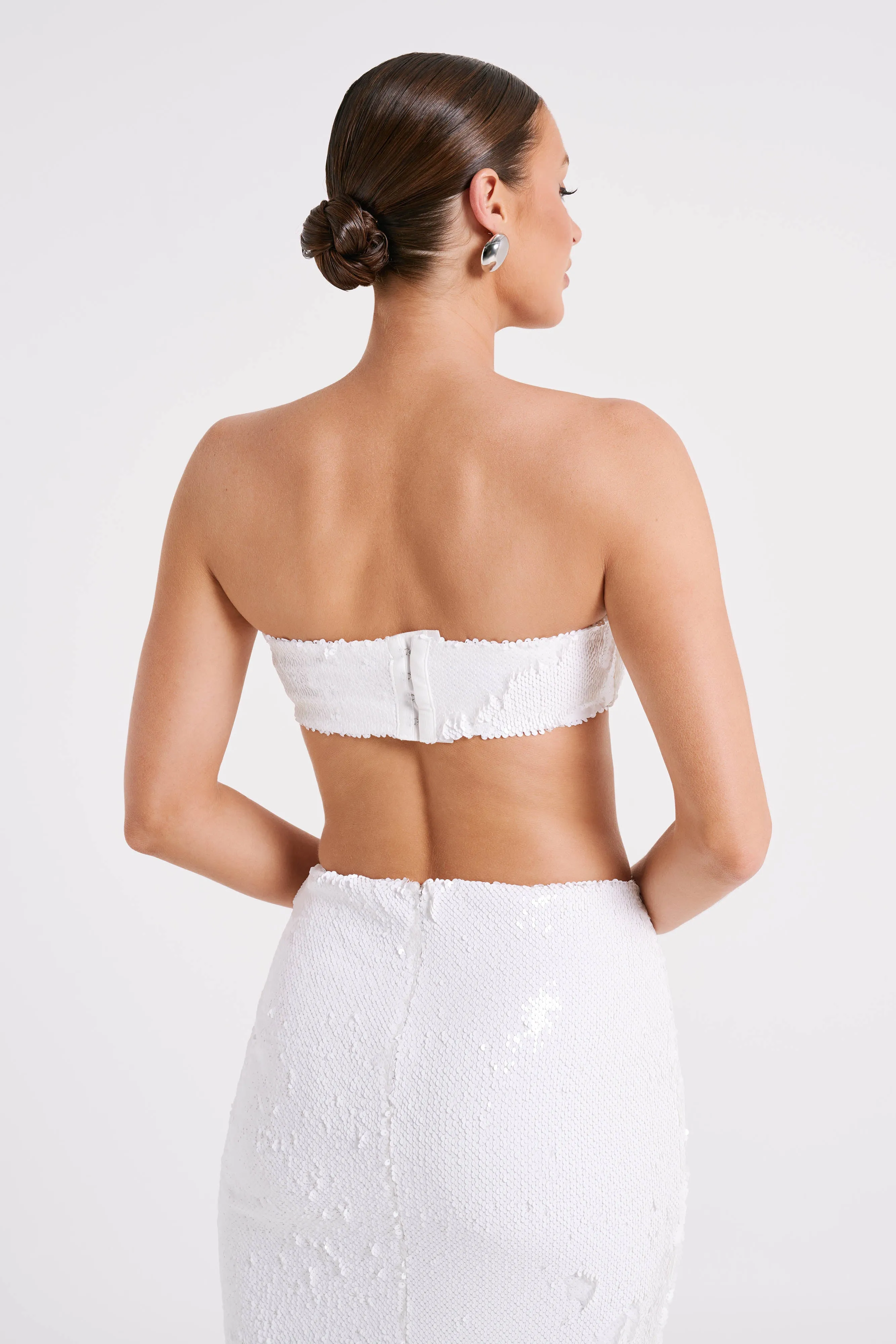 Emerie Strapless Sequin Bandeau - White sold by Meshki product image thumbnail 5