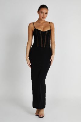 Priya Panelled Maxi Dress - Black made by Meshki