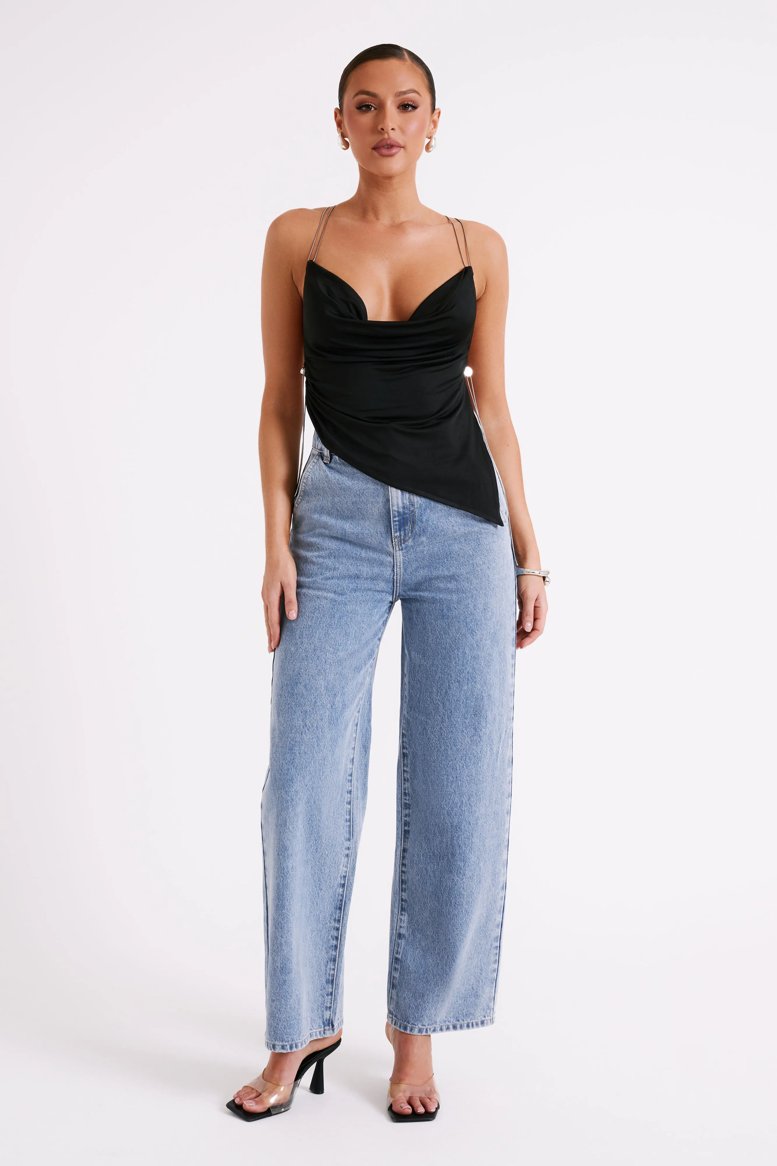 Elle Cowl Jersey Chain Top - Black sold by Meshki product image thumbnail 4