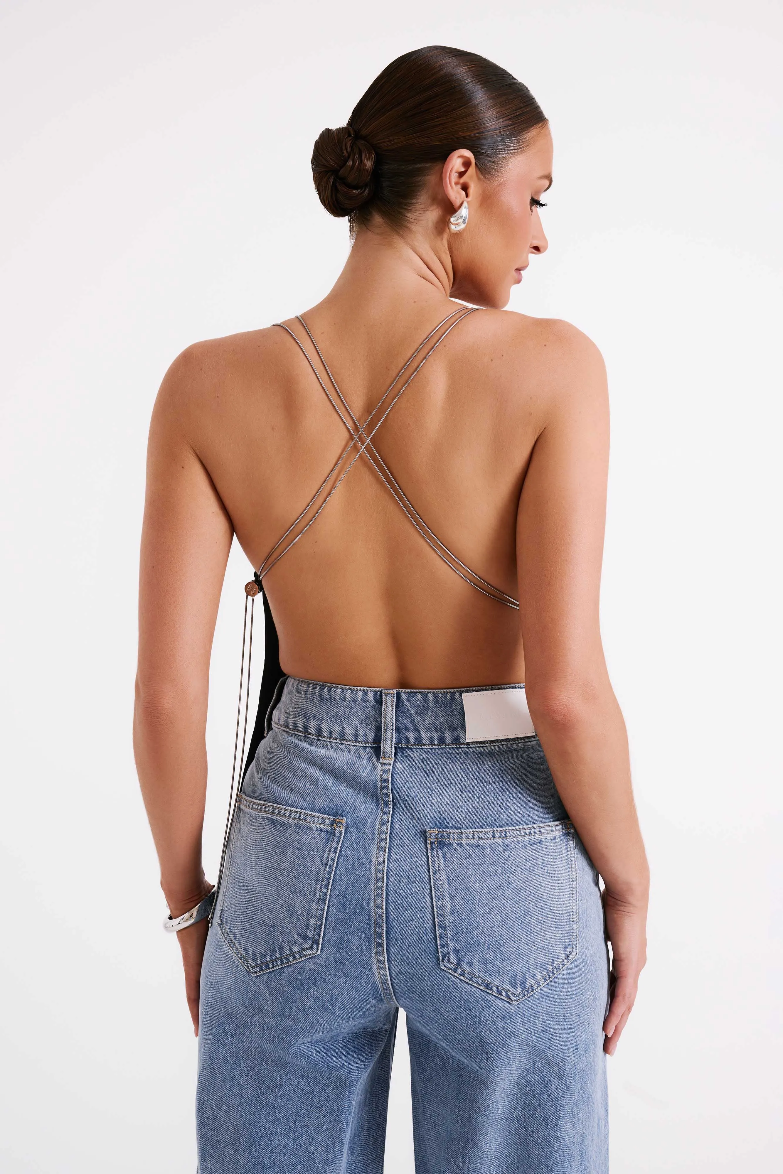 Elle Cowl Jersey Chain Top - Black sold by Meshki product image thumbnail 2