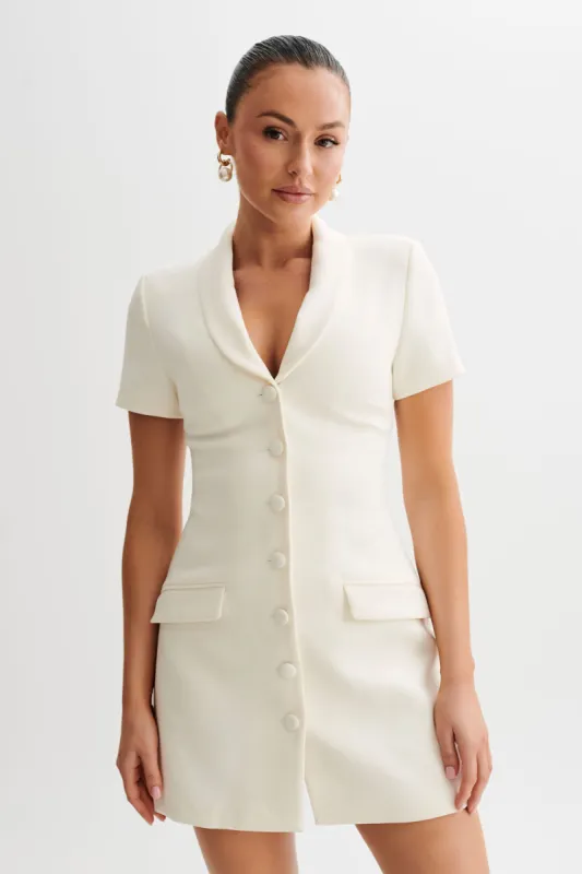 Paolina Collared Suiting Mini Dress - Ivory made by Meshki