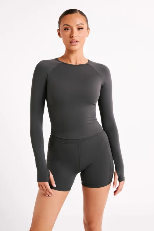 Venus Long Sleeve Top - Charcoal sold by Meshki