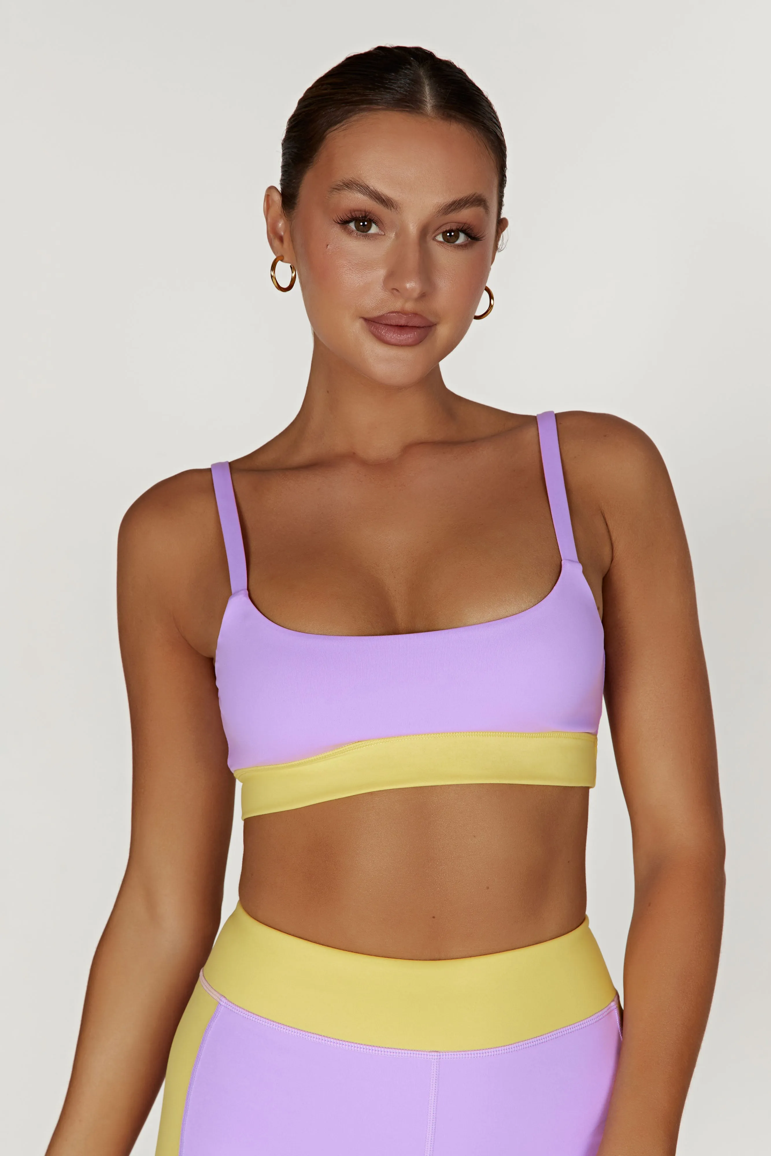 Nickie Two Tone Sports Bralette - Lilac/Yellow sold by Meshki product image thumbnail 5