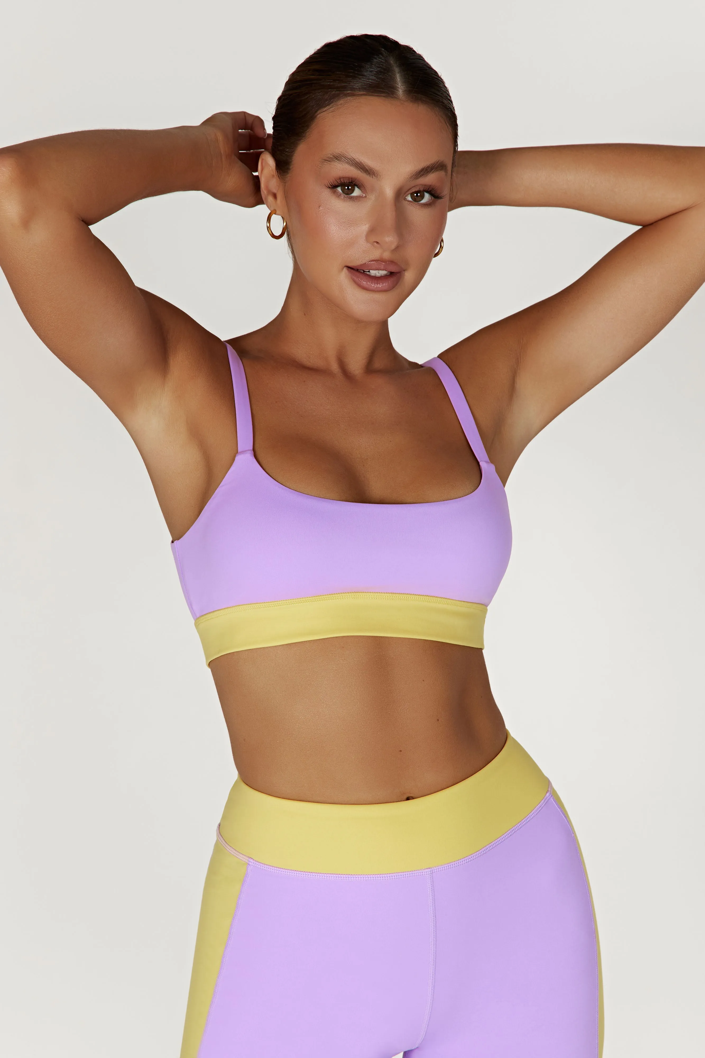 Nickie Two Tone Sports Bralette - Lilac/Yellow sold by Meshki product image thumbnail 2