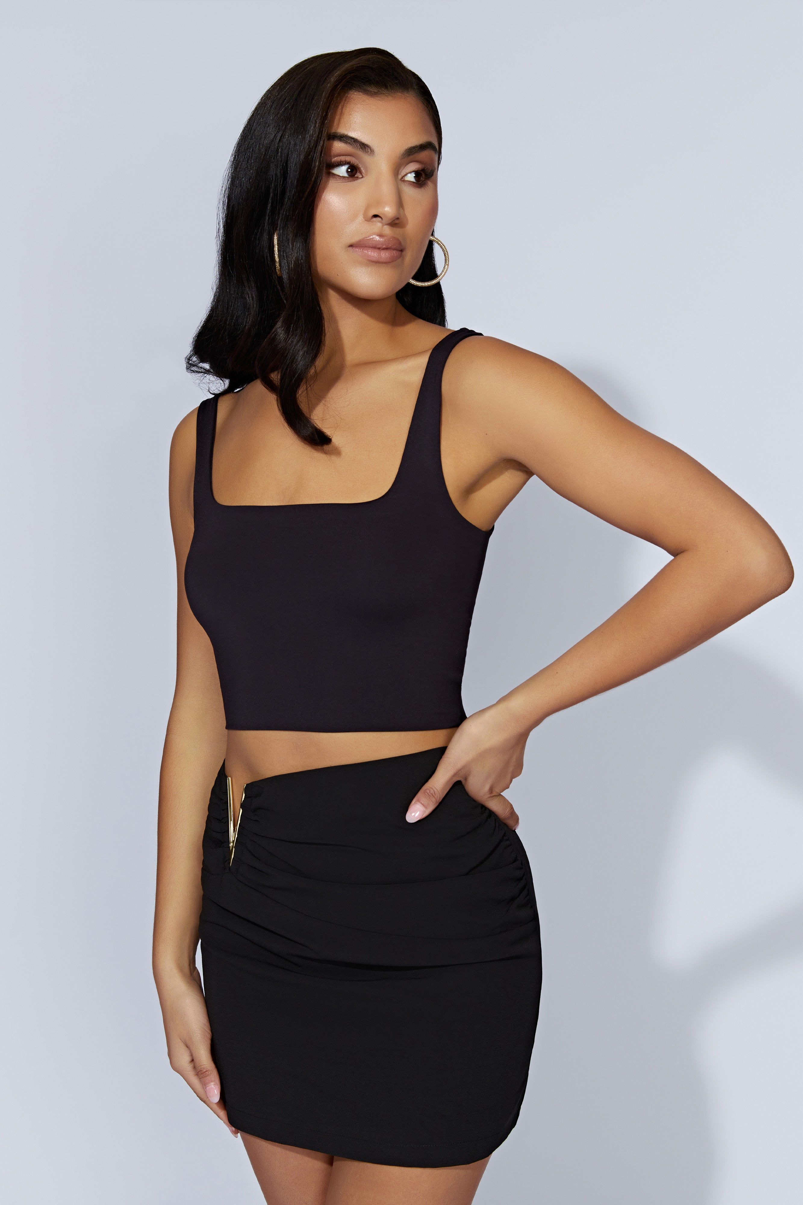 Sara Square Neck Crop Top - Black sold by Meshki product image thumbnail 4