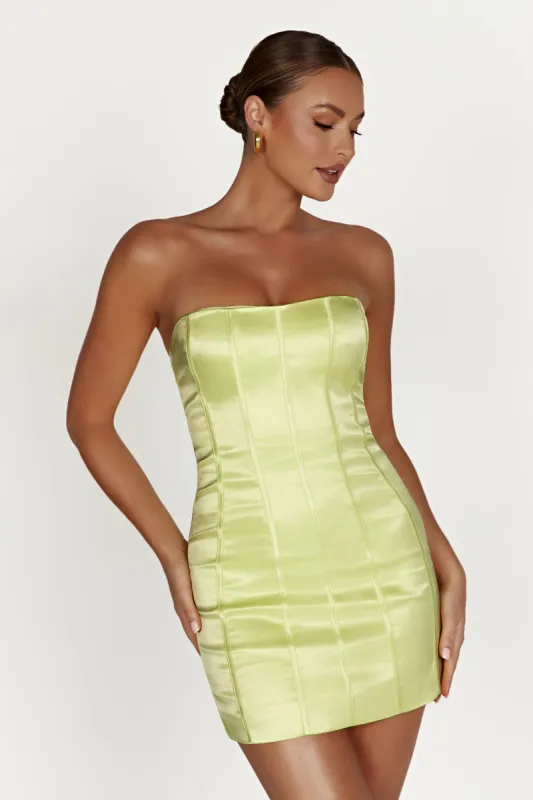 Amaya Lace Up Corset Mini Dress - Lemon sold by Meshki