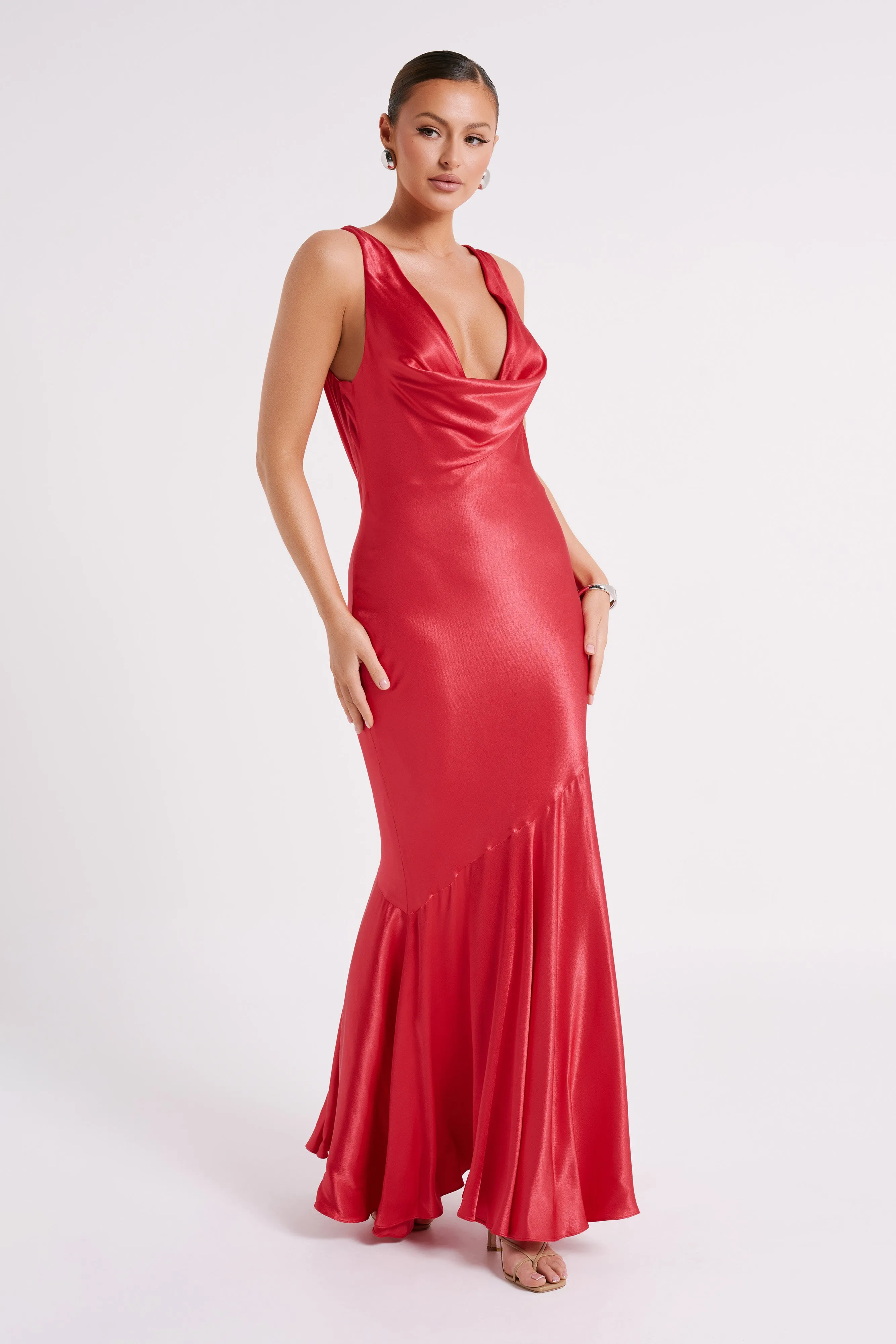 Ellison Satin Cowl Gown - Red sold by Meshki product image thumbnail 4