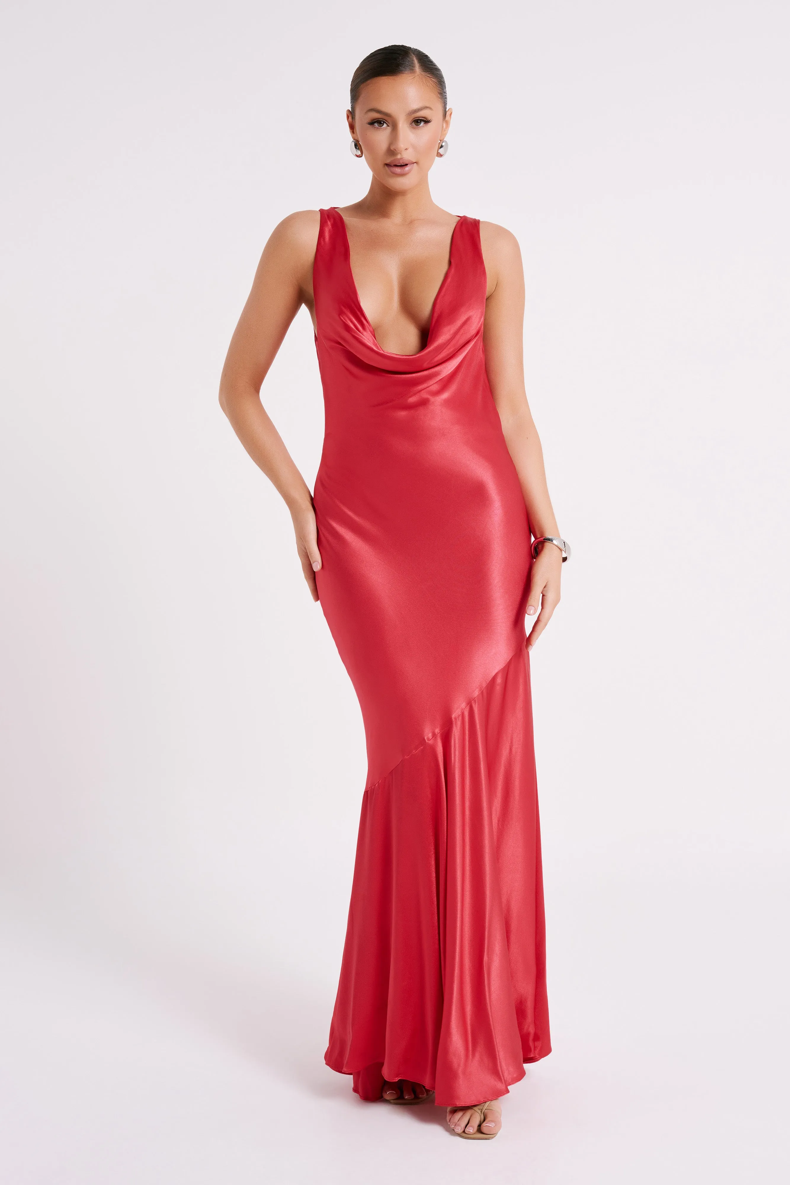 Ellison Satin Cowl Gown - Red sold by Meshki product image thumbnail 2