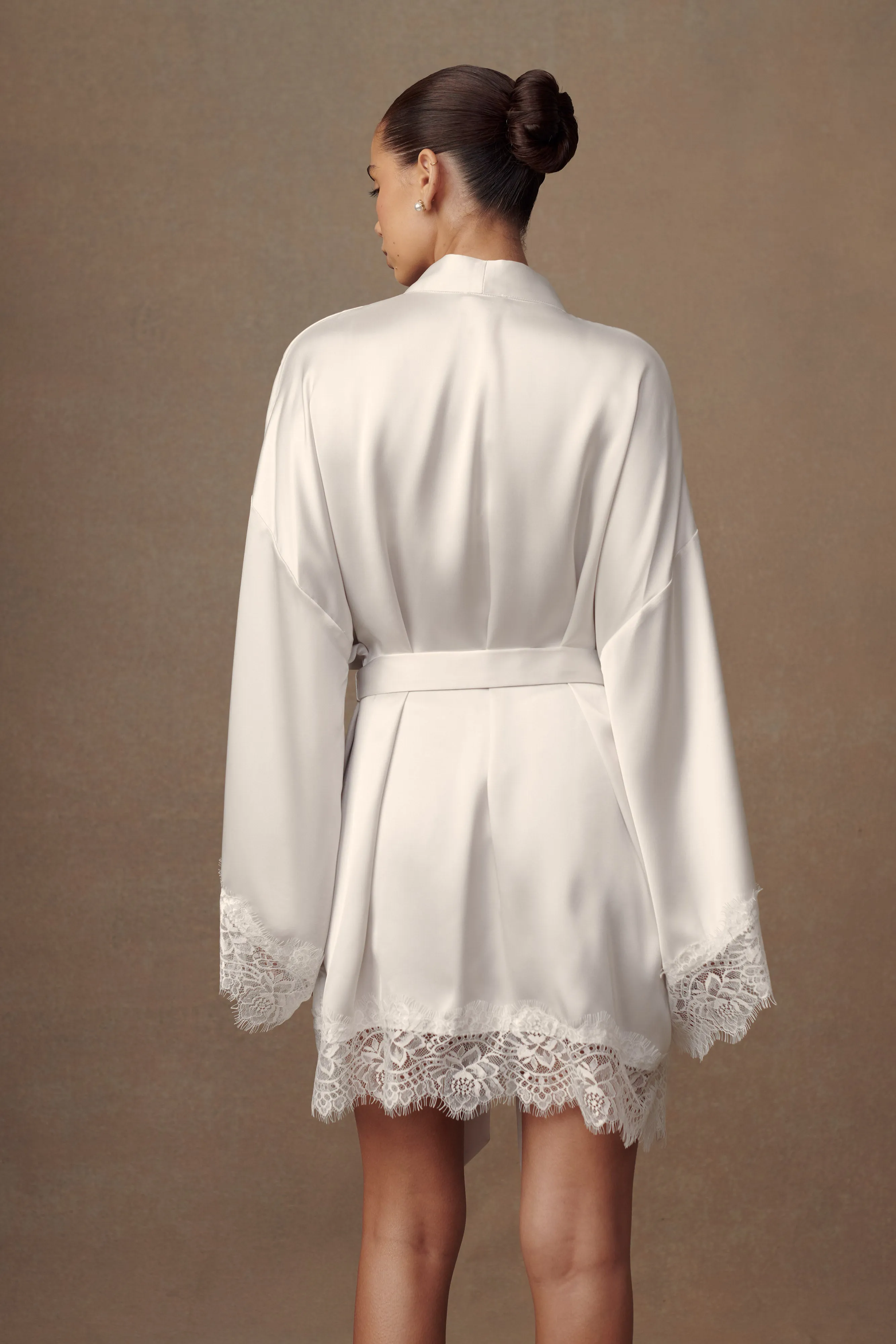 Annabeth Lace Trim Bridal Robe - White sold by Meshki product image thumbnail 2