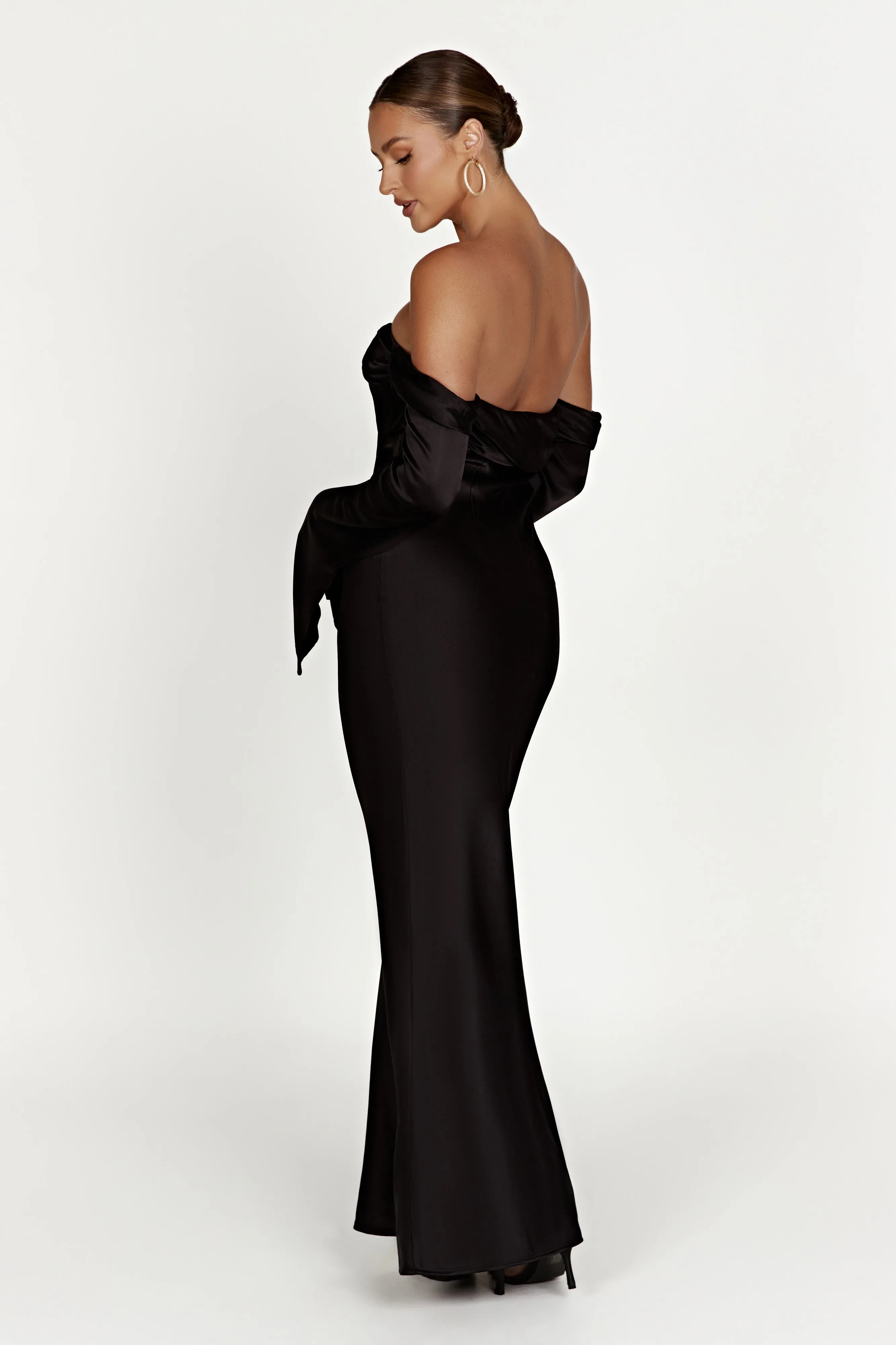 Giselle Off Shoulder Cowl Neck Maxi Dress - Black sold by Meshki product image thumbnail 3