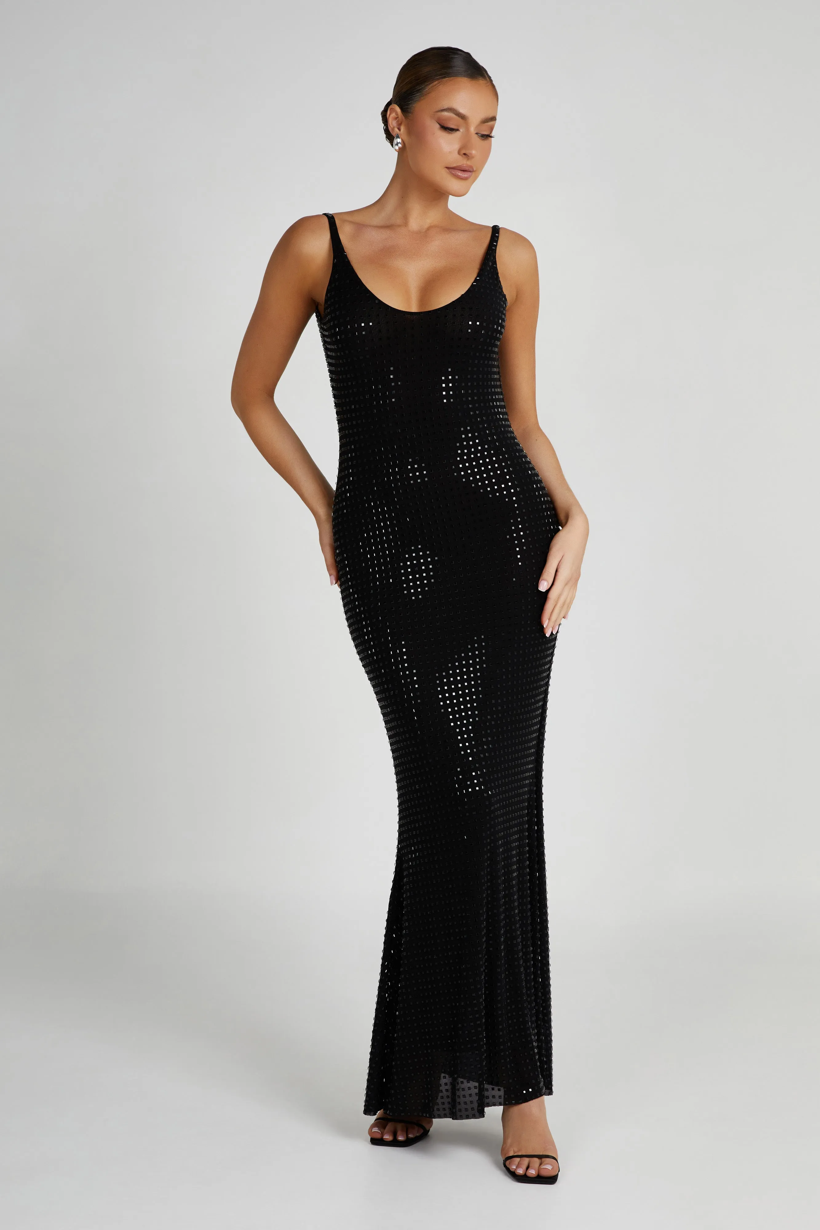 Pam Square Diamante Maxi Dress - Black sold by Meshki product image thumbnail 5