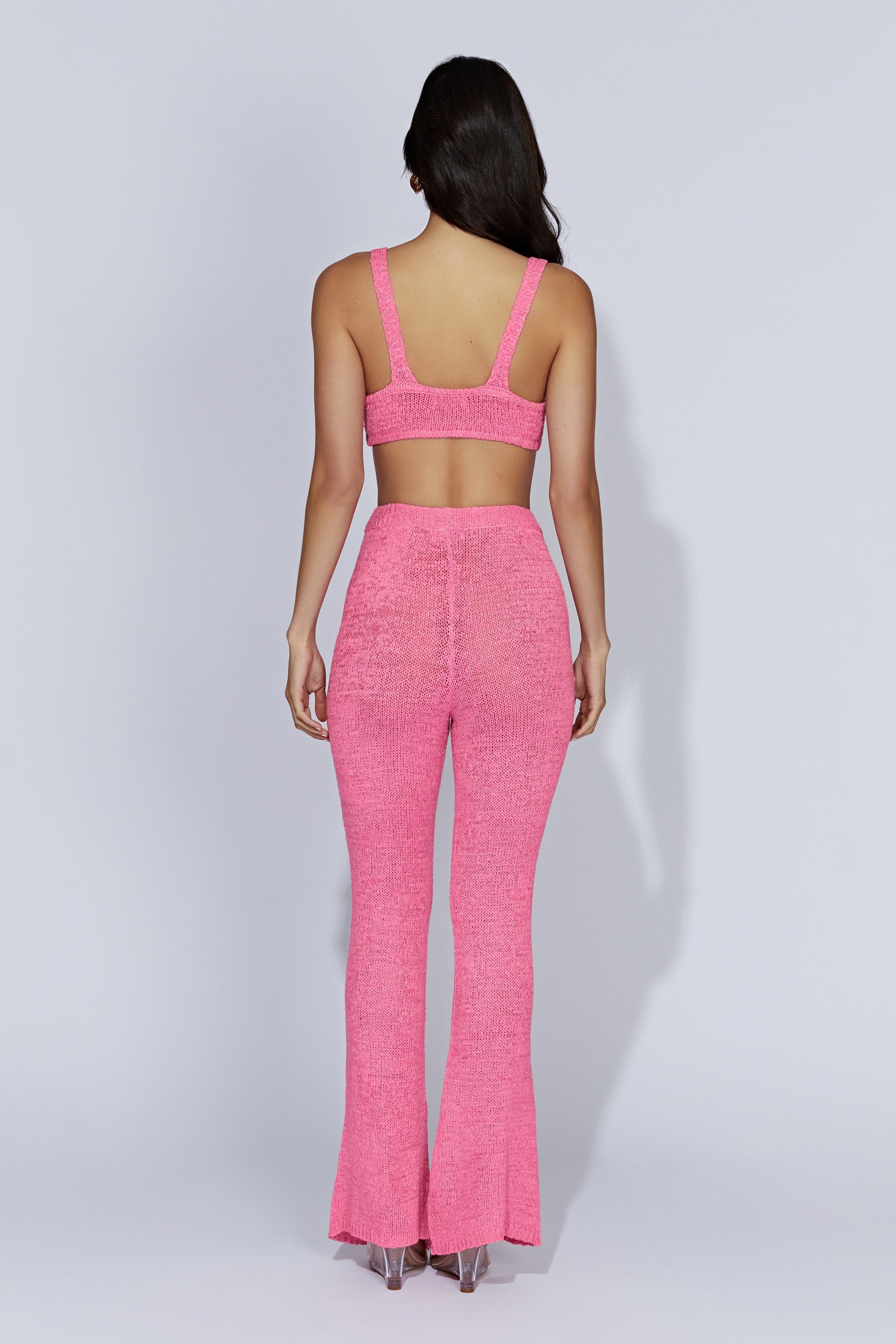 Mary Knit Flared Pants - Bubblegum Pink sold by Meshki product image thumbnail 3