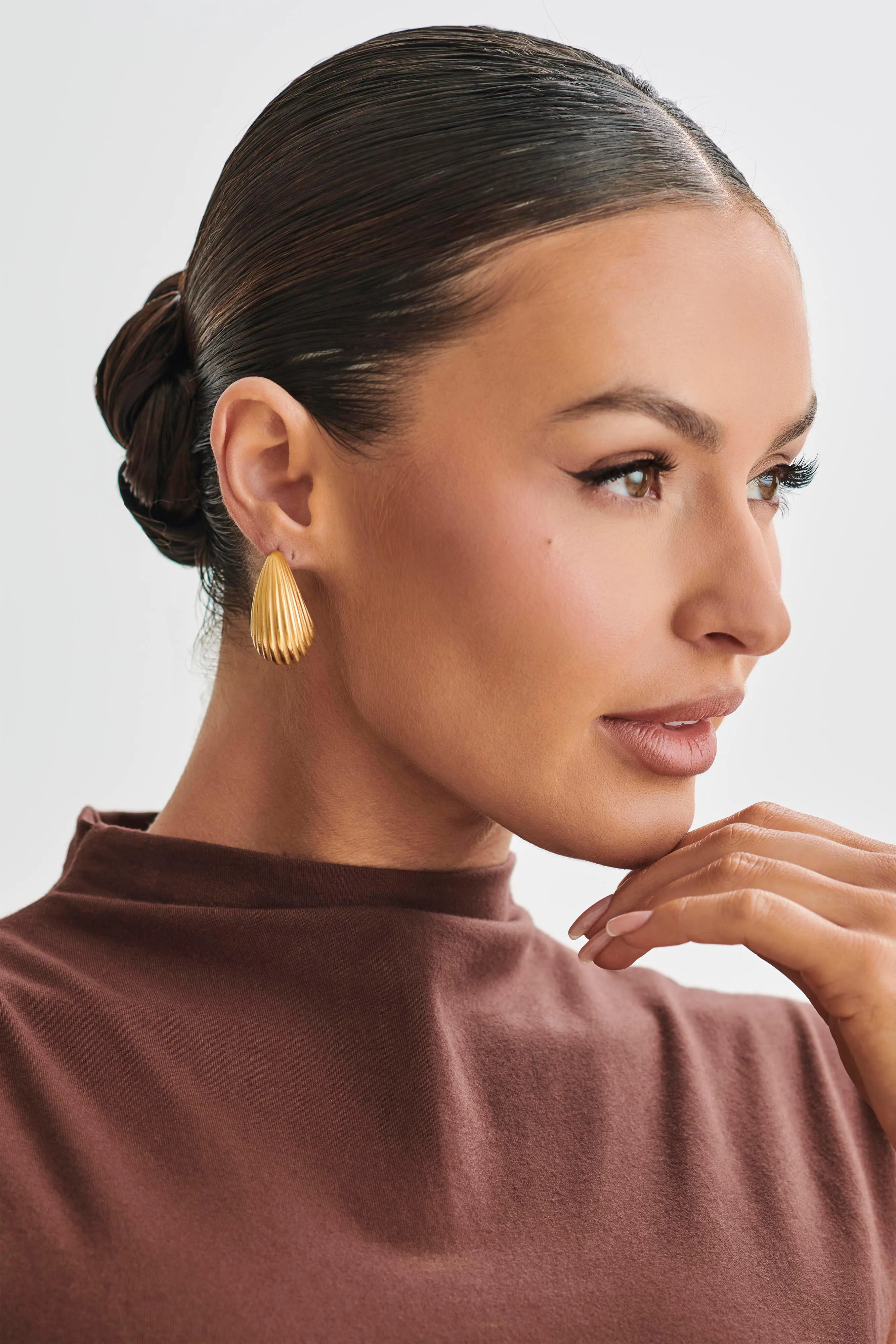 Sloane C Shape Hoop Earrings - Gold sold by Meshki product image thumbnail 3