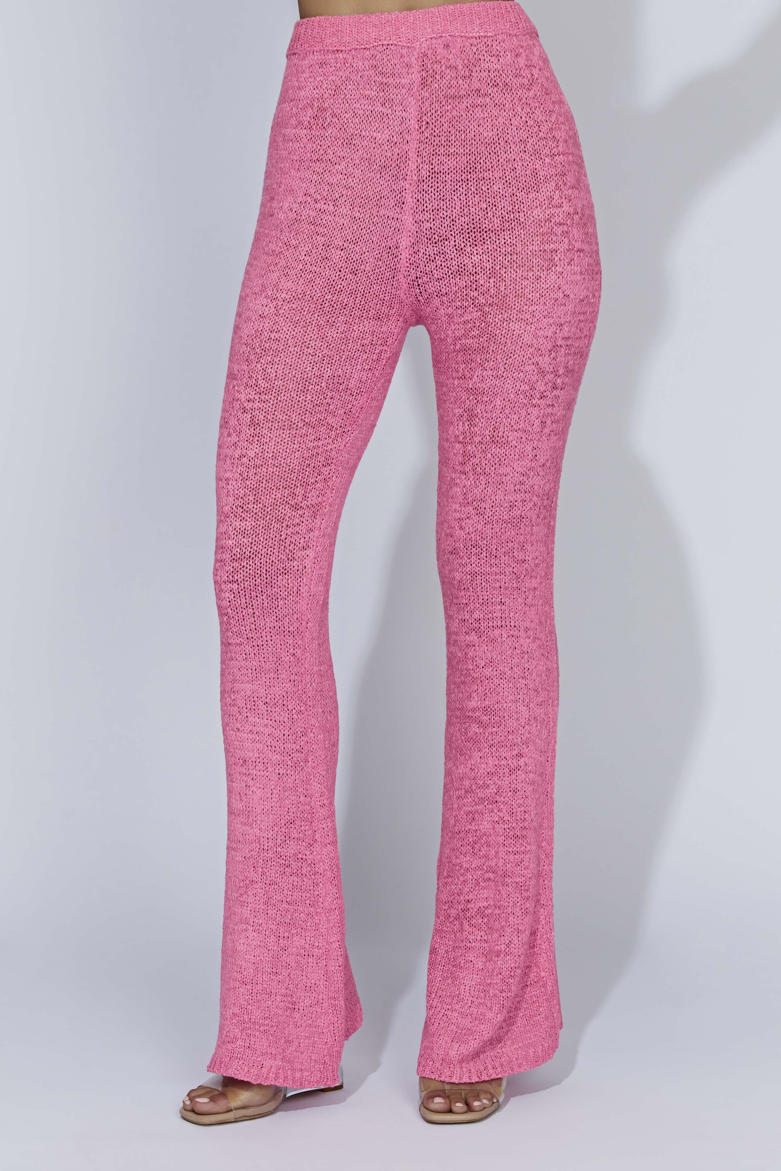 Mary Knit Flared Pants - Bubblegum Pink sold by Meshki product image thumbnail 2
