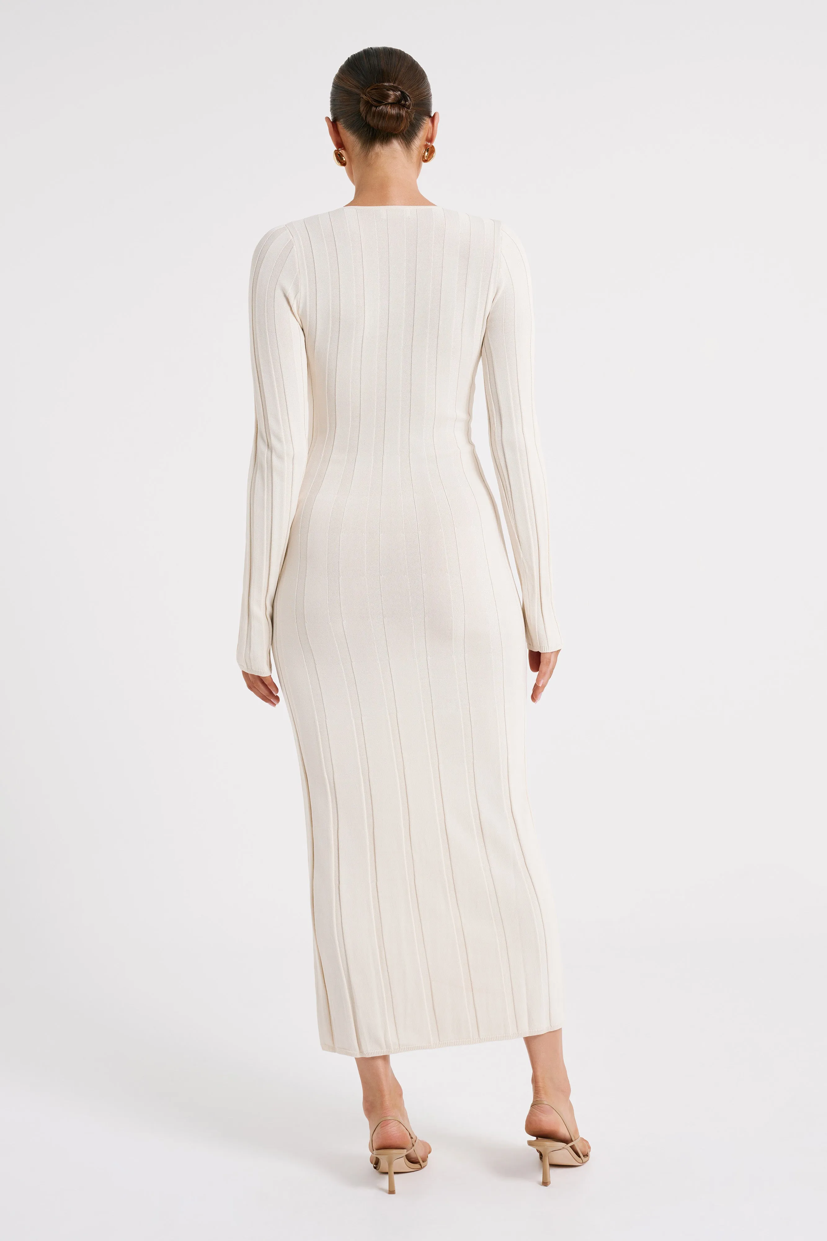 Ciara Ribbed Maxi Dress - Ivory sold by Meshki product image thumbnail 3