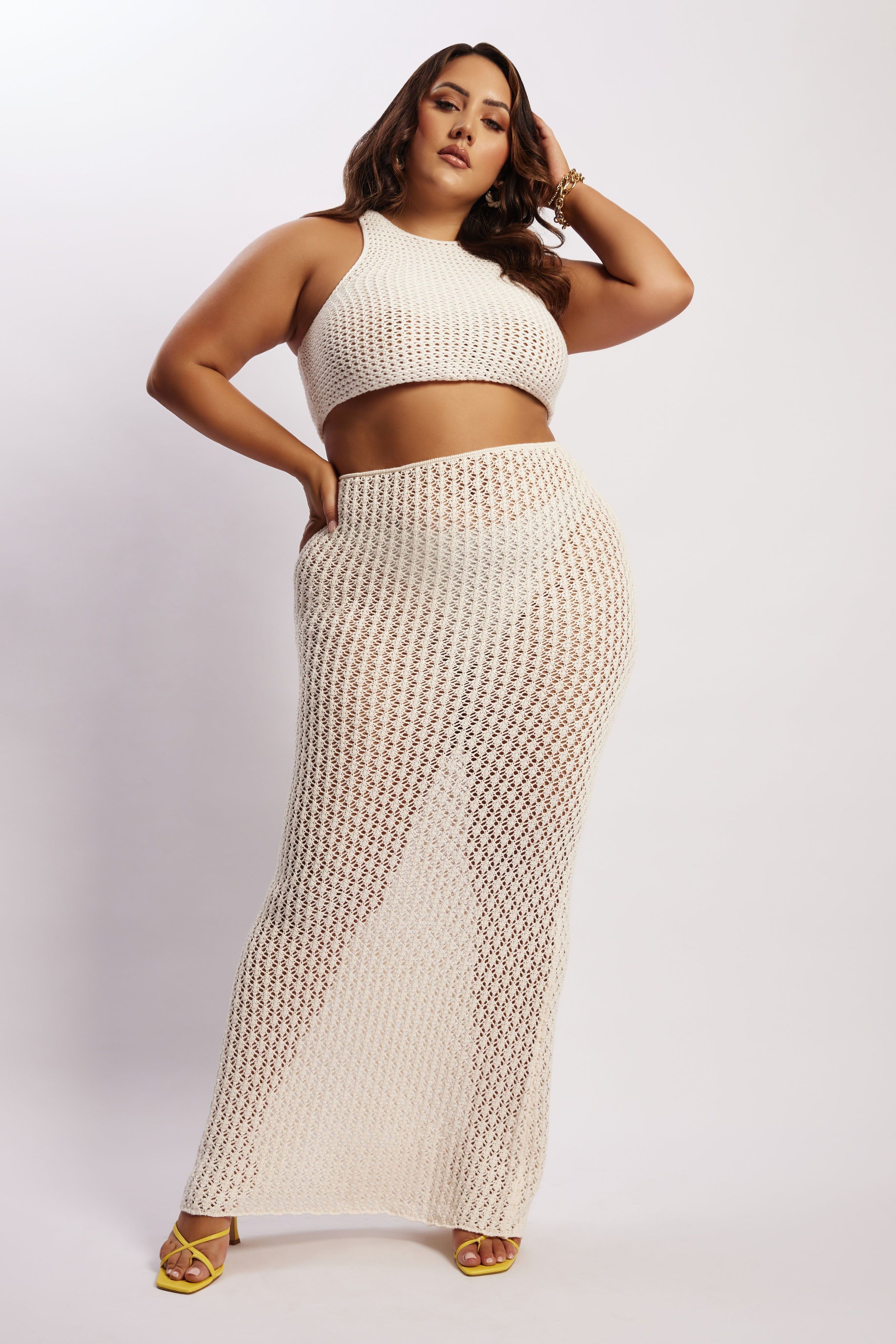 Rosella Crochet Maxi Skirt - Cream sold by Meshki product image thumbnail 3